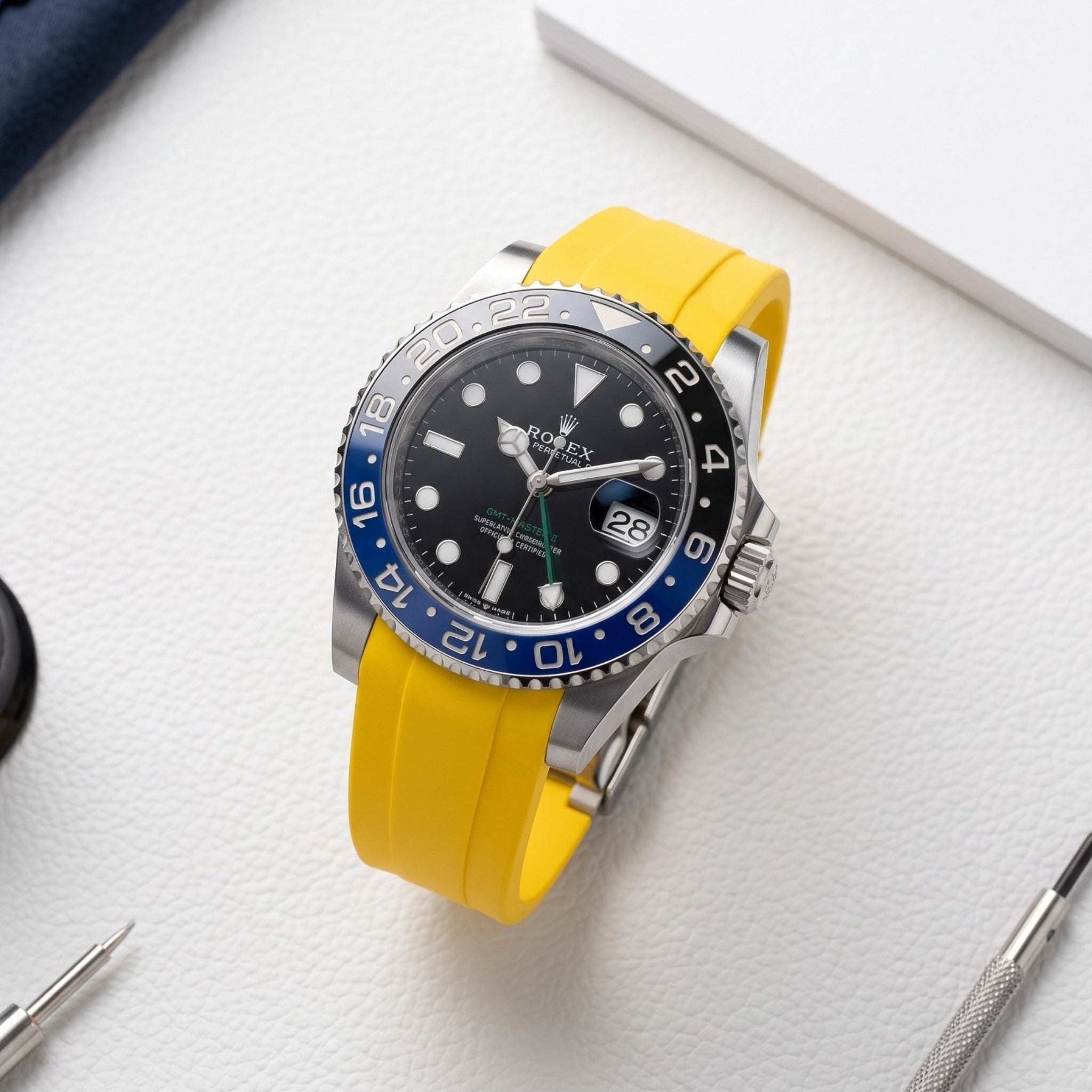 Faltschließe Kautschukarmband für Rolex GMT-Master II – Gelb - Helvetus