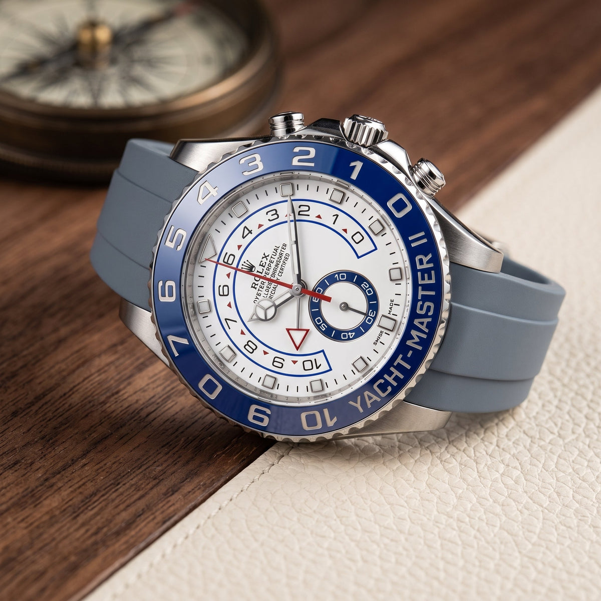 Faltschließe Kautschukarmband für Rolex Yacht-Master II 44mm - Grau - Helvetus