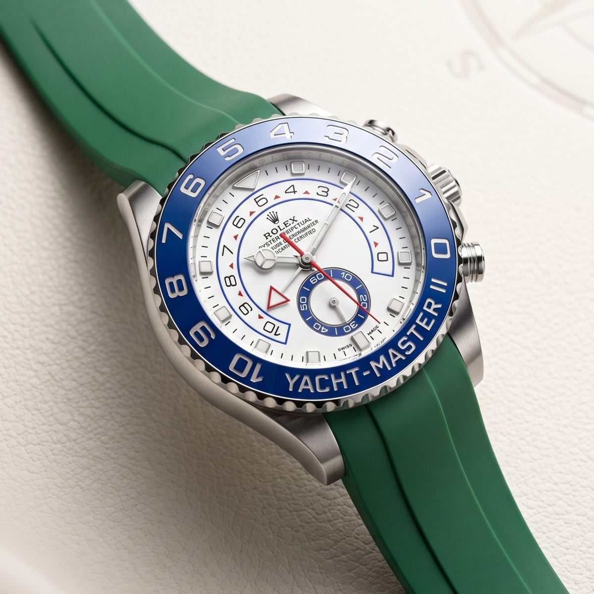 Faltschließe Kautschukarmband für Rolex Yacht-Master II 44mm - Grün - Helvetus