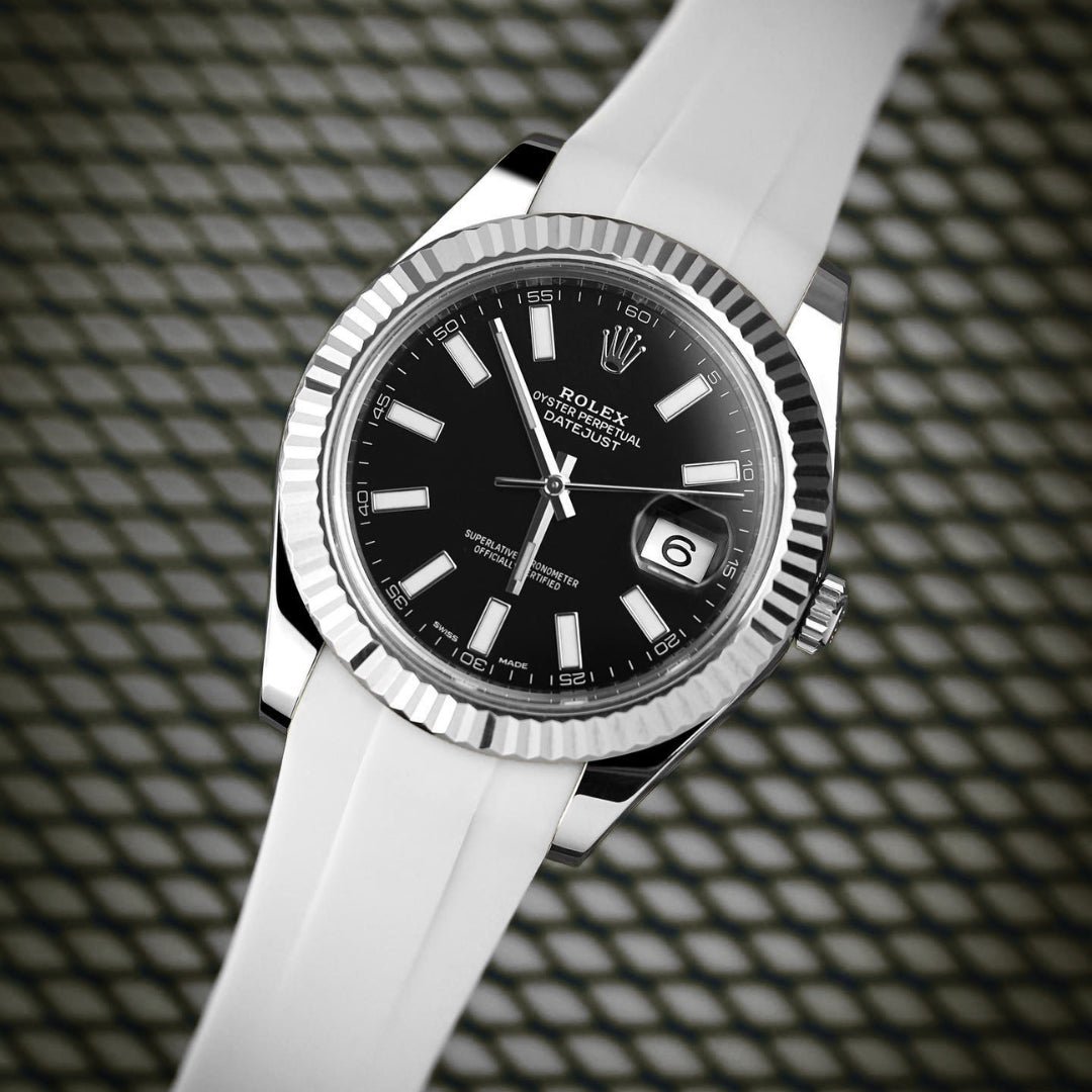 Faltschließe Kautschukarmband für Rolex Datejust 41mm – Weiss - Helvetus DE
