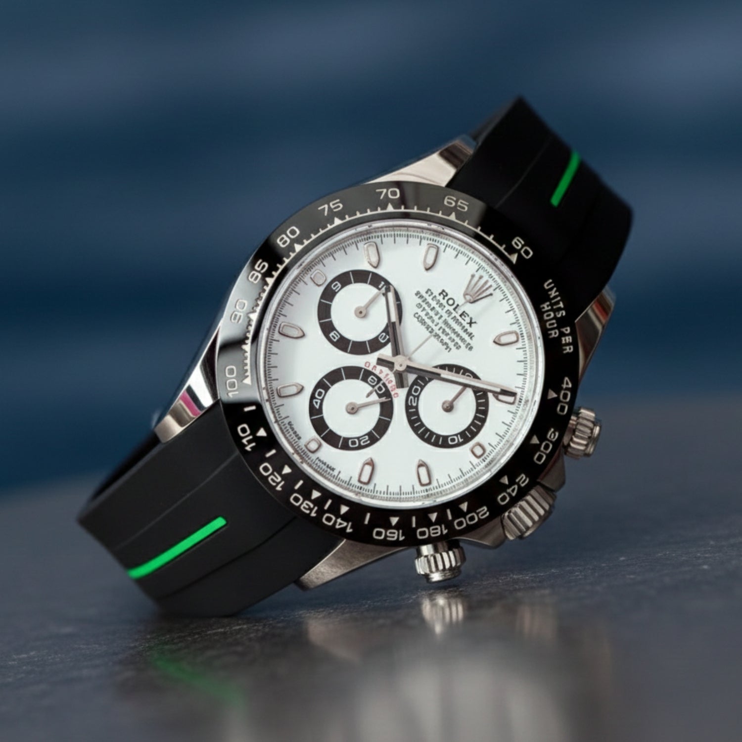 Faltschliesse Kautschukarmband für Rolex Daytona – LuxLine® - Schwarz/Grün - Helvetus DE