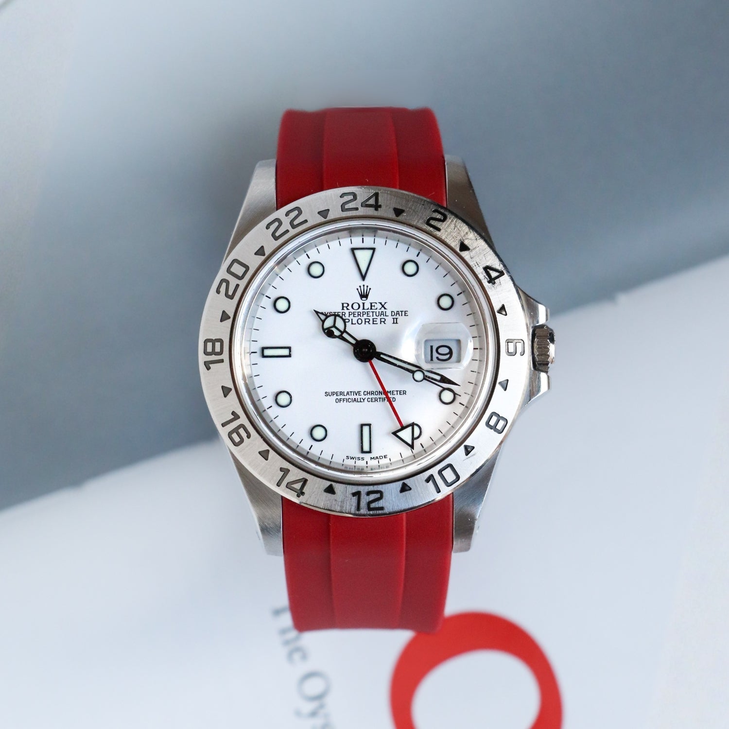 Faltschließe Kautschukarmband für Rolex Explorer II – Bordeaux - Helvetus DE