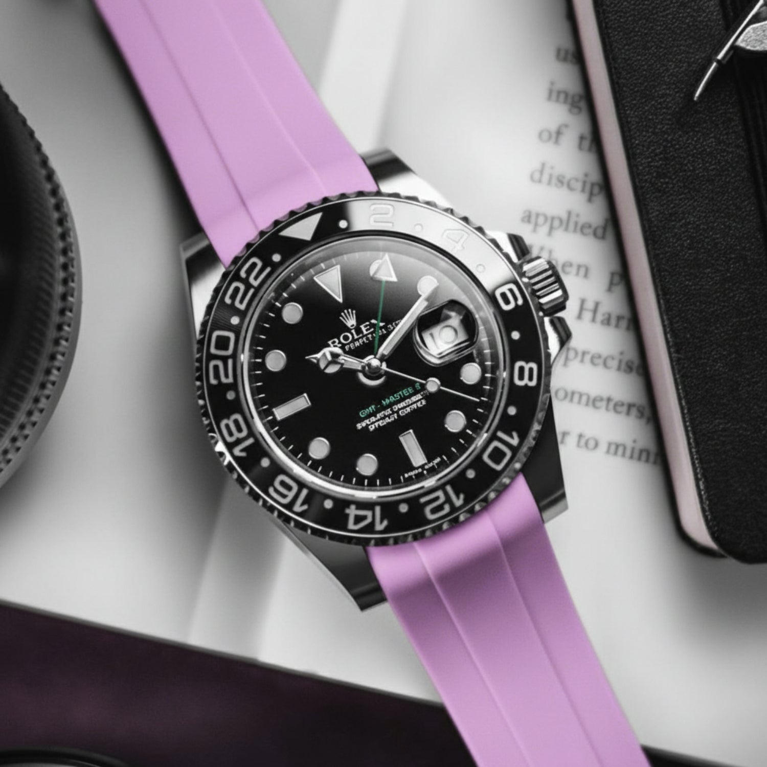 Faltschließe Kautschukarmband für Rolex GMT - Master II – Pink - Helvetus DE