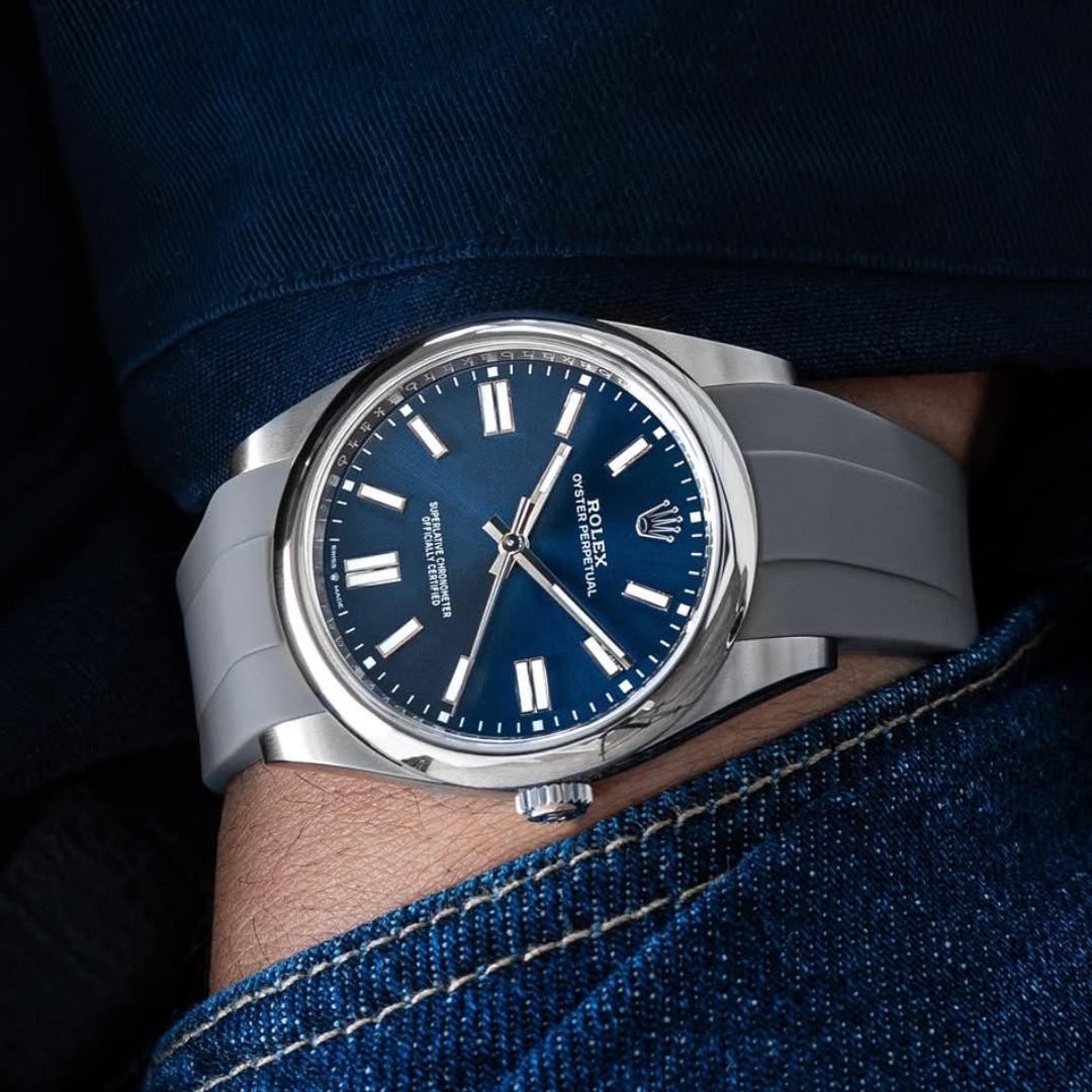 Faltschliesse Kautschukarmband für Rolex Oyster Perpetual 36mm – Grau - Helvetus DE