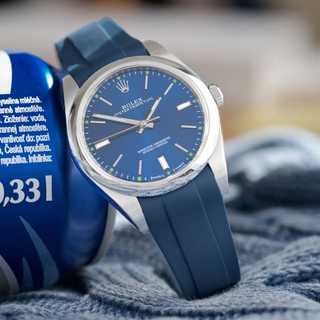 Faltschliesse Kautschukarmband für Rolex Oyster Perpetual 41mm – Dunkel Blau - Helvetus DE