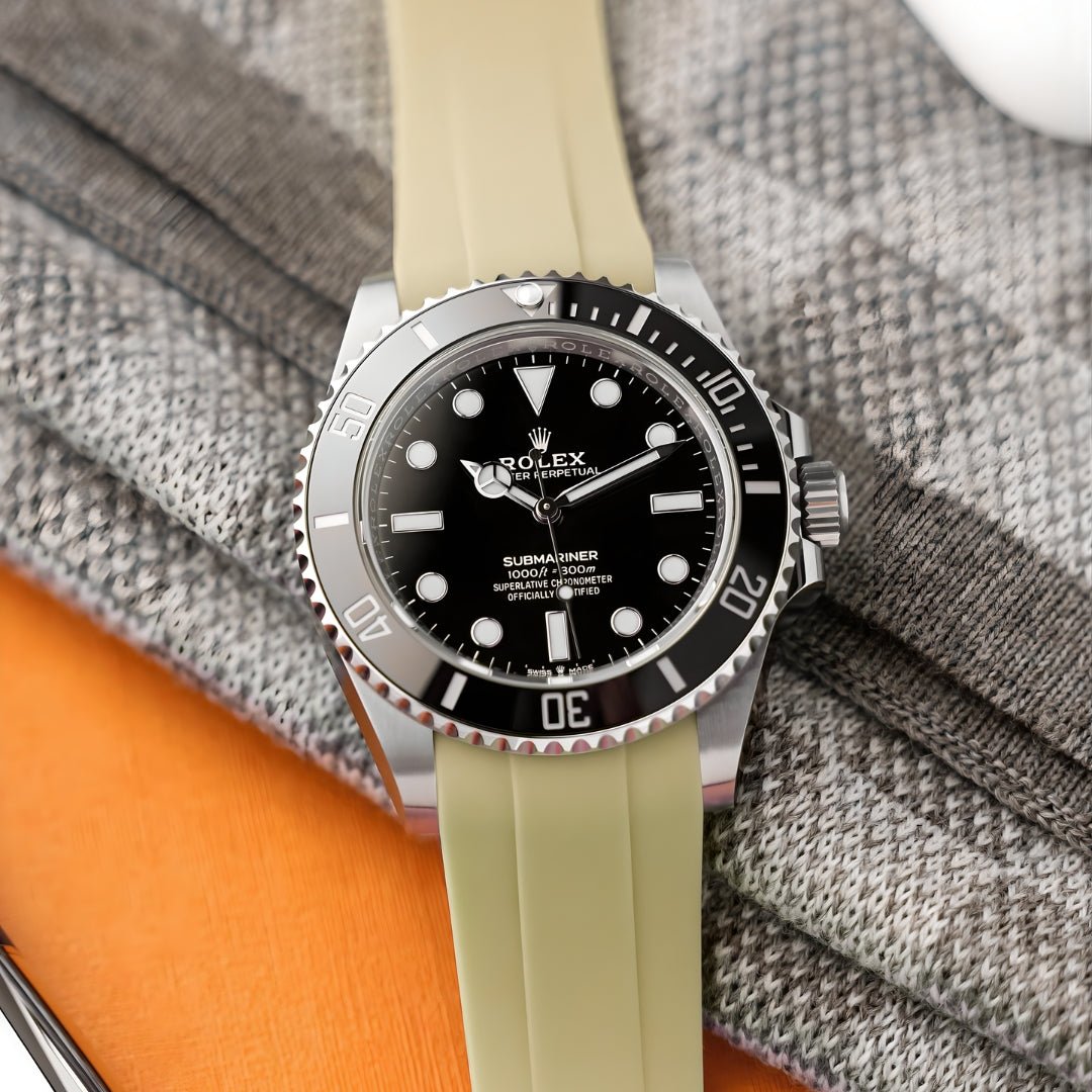 Faltschliesse Kautschukarmband für Rolex Submariner – Beige - Helvetus DE