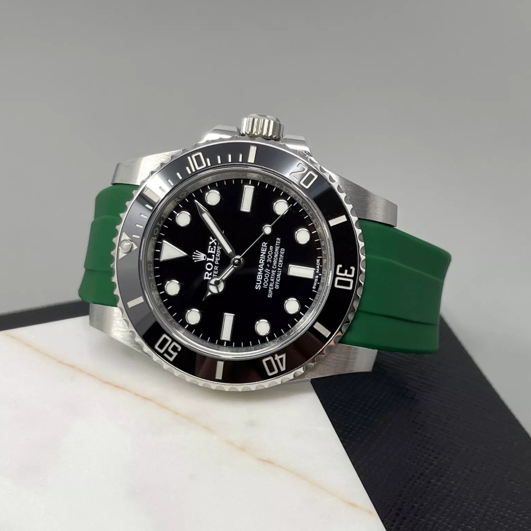 Faltschliesse Kautschukarmband für Rolex Submariner – Grün - Helvetus DE