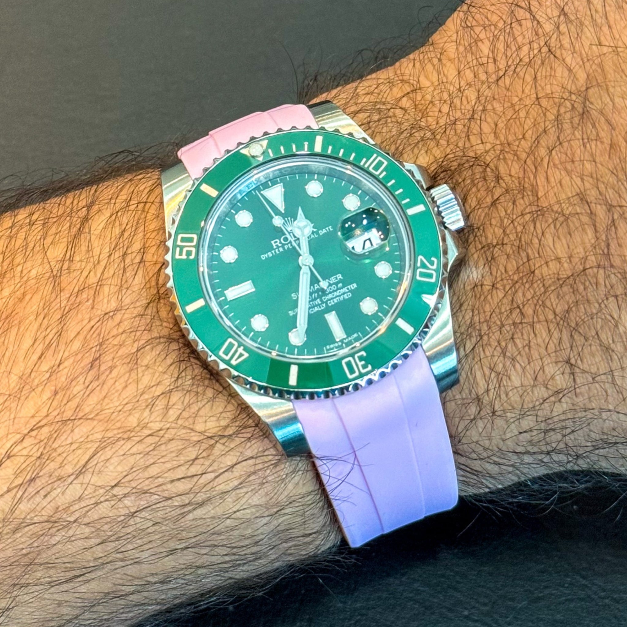 Faltschliesse Kautschukarmband für Rolex Submariner – Pink - Helvetus DE