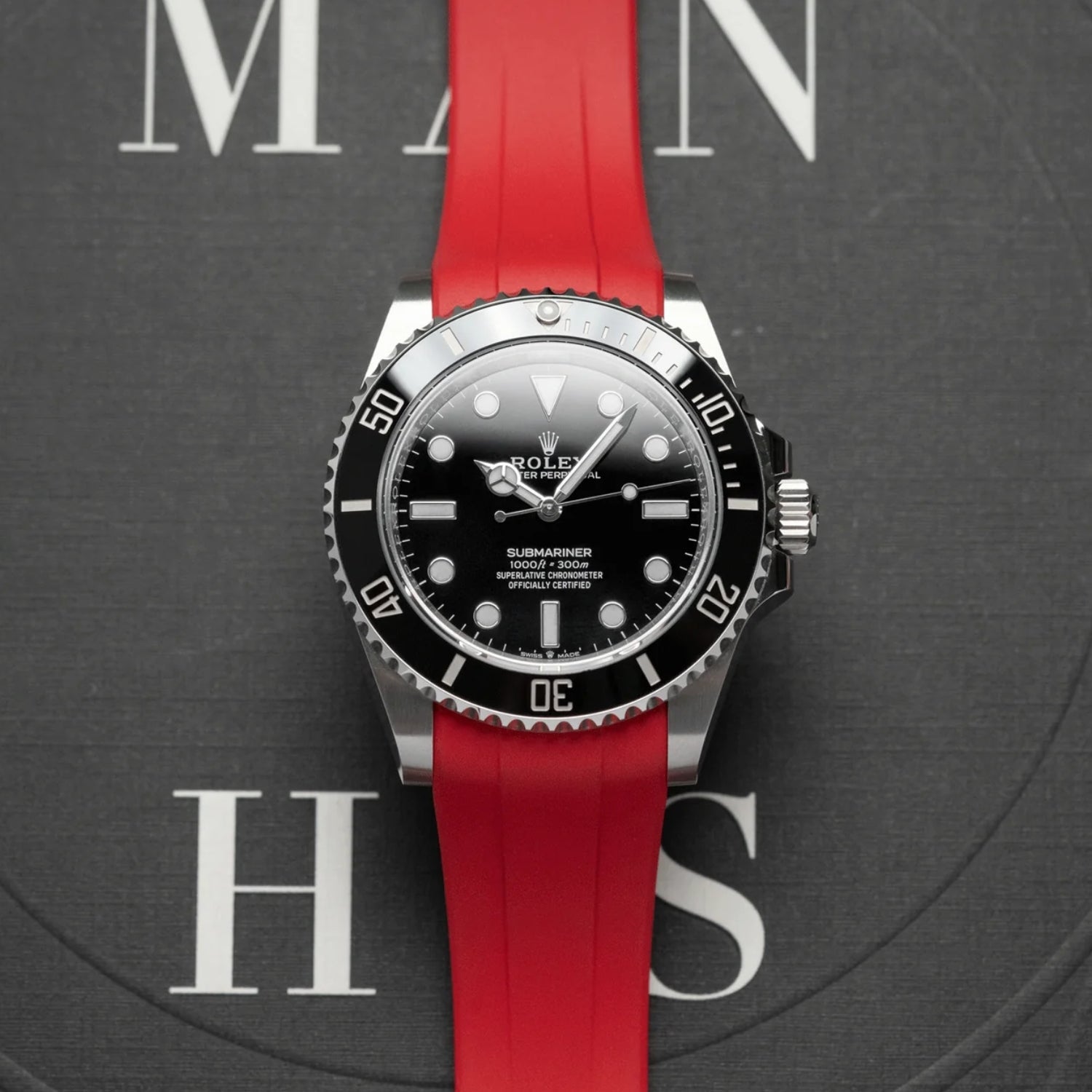 Faltschliesse Kautschukarmband für Rolex Submariner – Rot - Helvetus DE