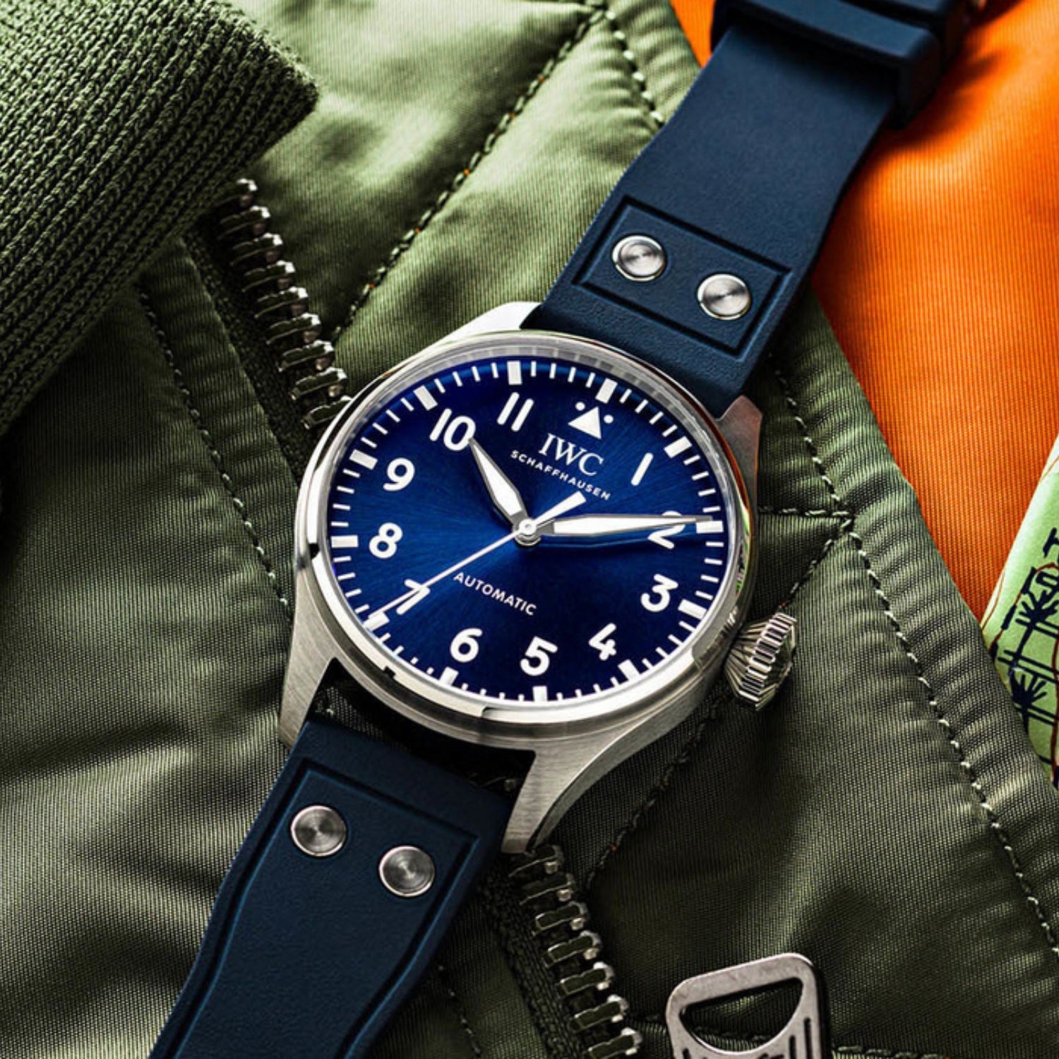 FKM Kautschukarmband – Für IWC Portugieser/Aquatimer/Alle Pilot Modelle/Portugieser/Portofino – Dunkel Blau - Mit Nieten - Helvetus DE