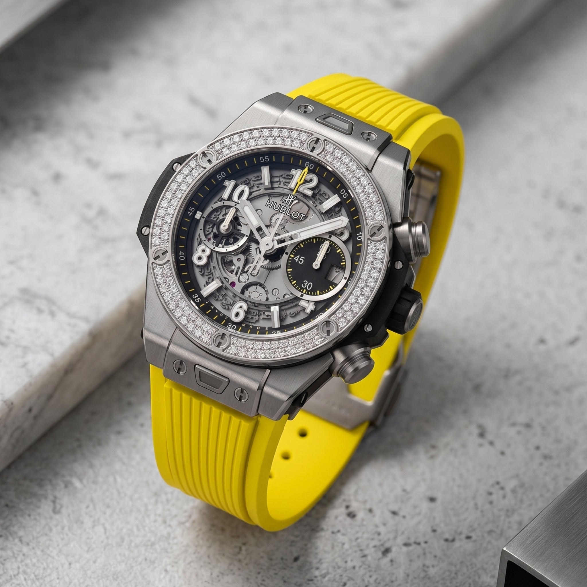 Hublot Big Bang Unico Click Armband aus Kautschuk – Gelb - Helvetus
