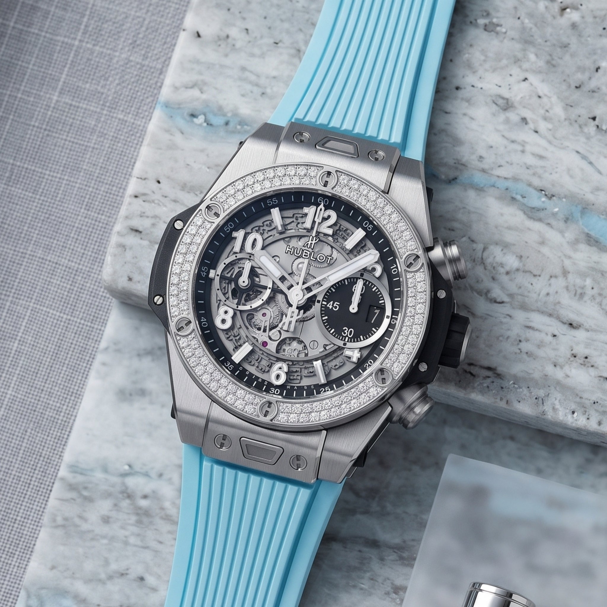 Hublot Big Bang Unico Click Armband aus Kautschuk – Hellblau - Helvetus