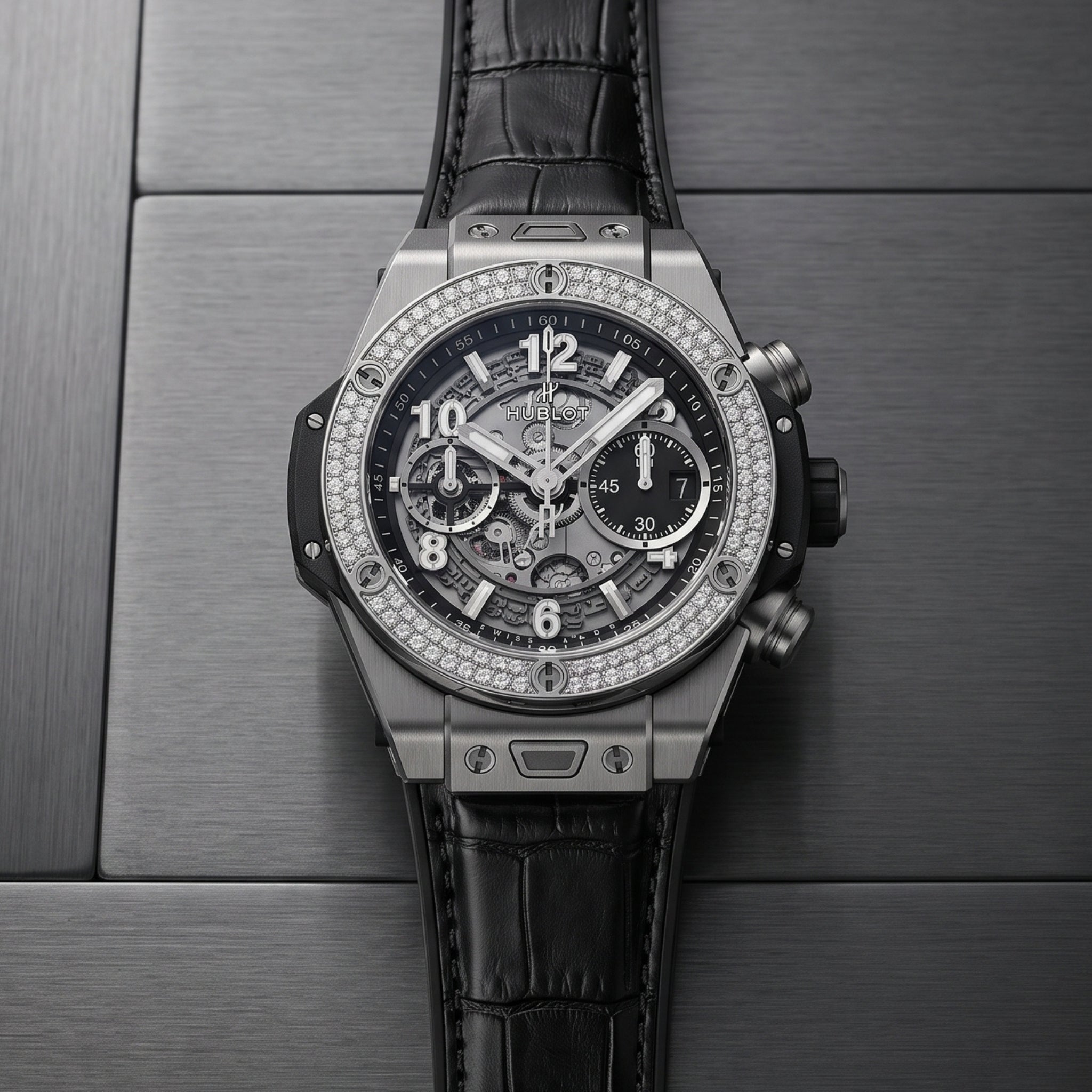 Hublot Big Bang Unico Click Armband aus Leder – Schwarz - Helvetus