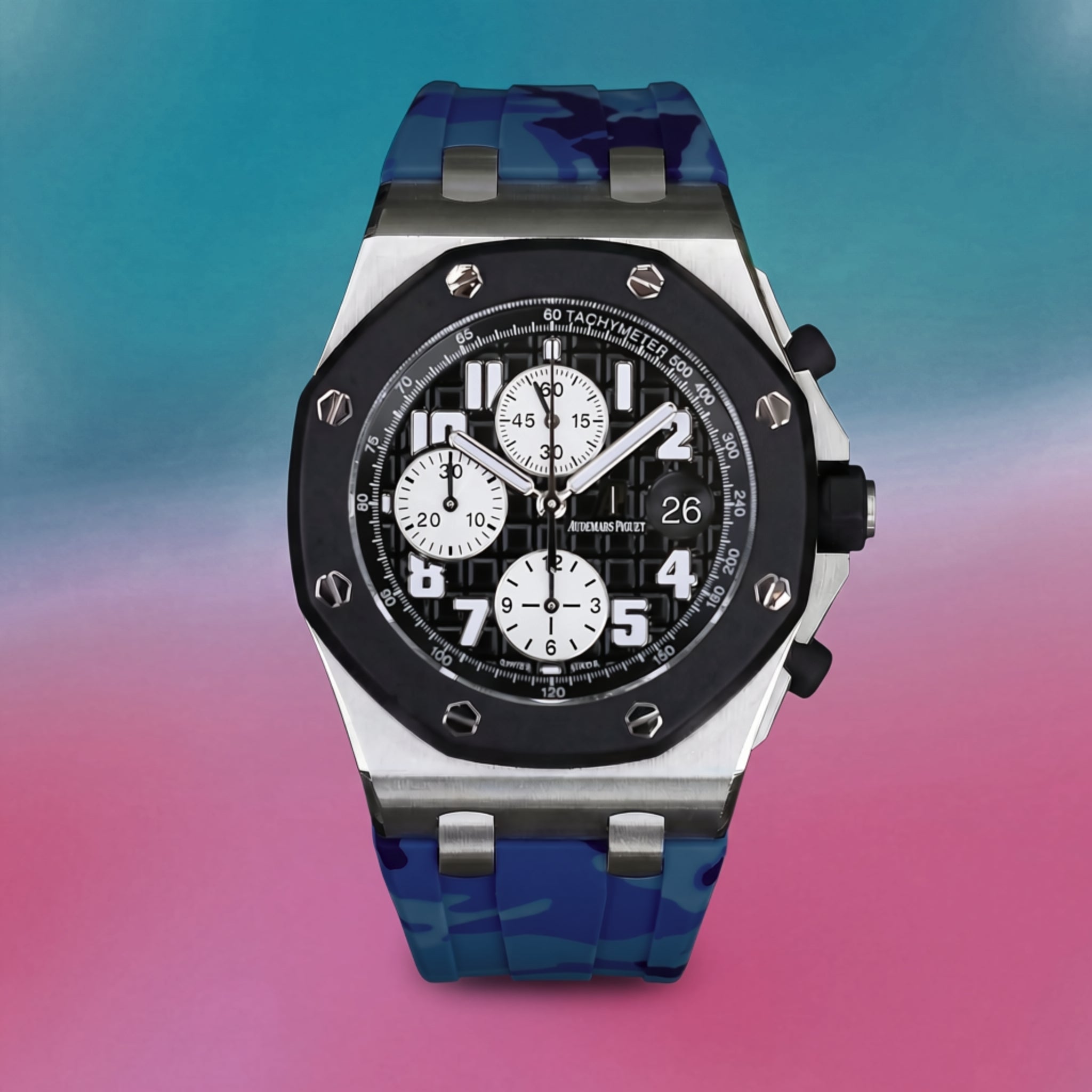 Kautschuk Armband - für alle Audemars Piguet Offshore 42mm - Blau Camo - Helvetus