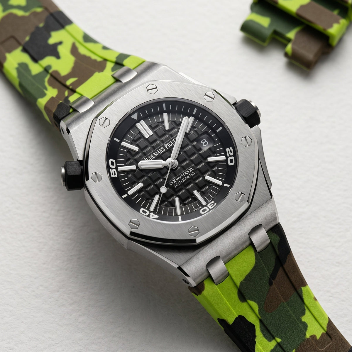 Kautschuk Armband - für alle Audemars Piguet Offshore Diver - Grün Camo - Helvetus