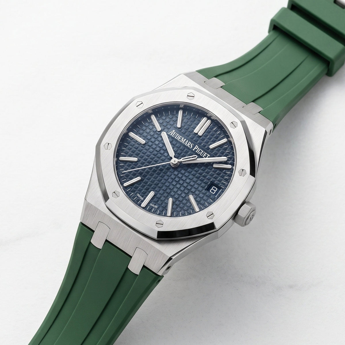 Kautschuk Armband - für alle Audemars Piguet Royal Oak 41mm - Grün - Helvetus