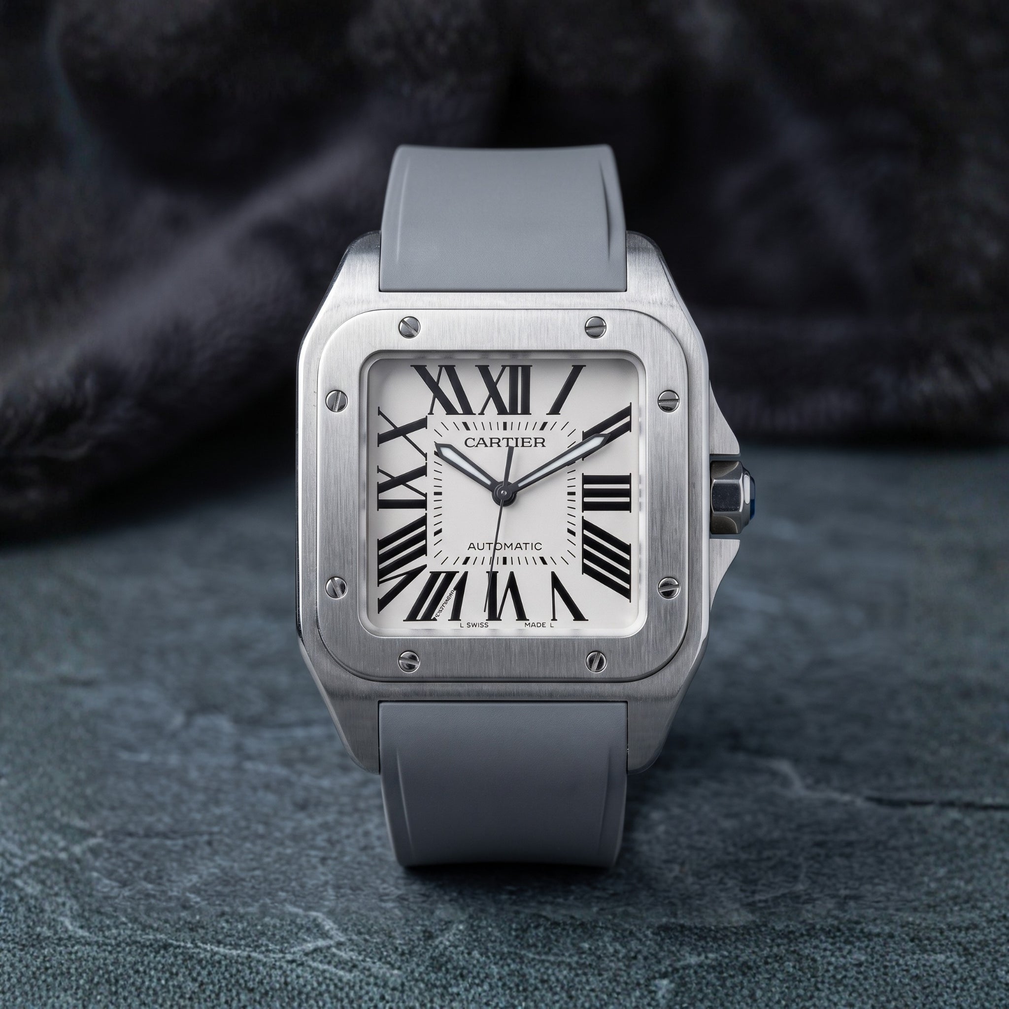 Kautschuk Armband für Cartier Santos 100 – Grau - Helvetus