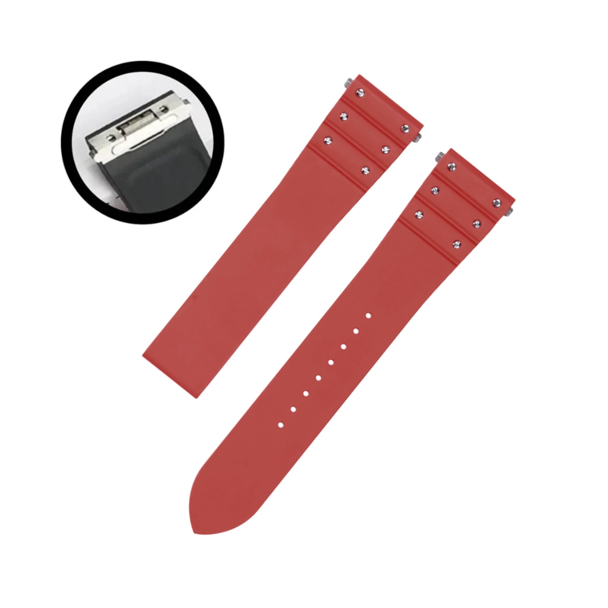 Kautschuk Armband für Cartier Santos Medium/Large – Rot mit Schrauben – Quick Switch/Release - Helvetus
