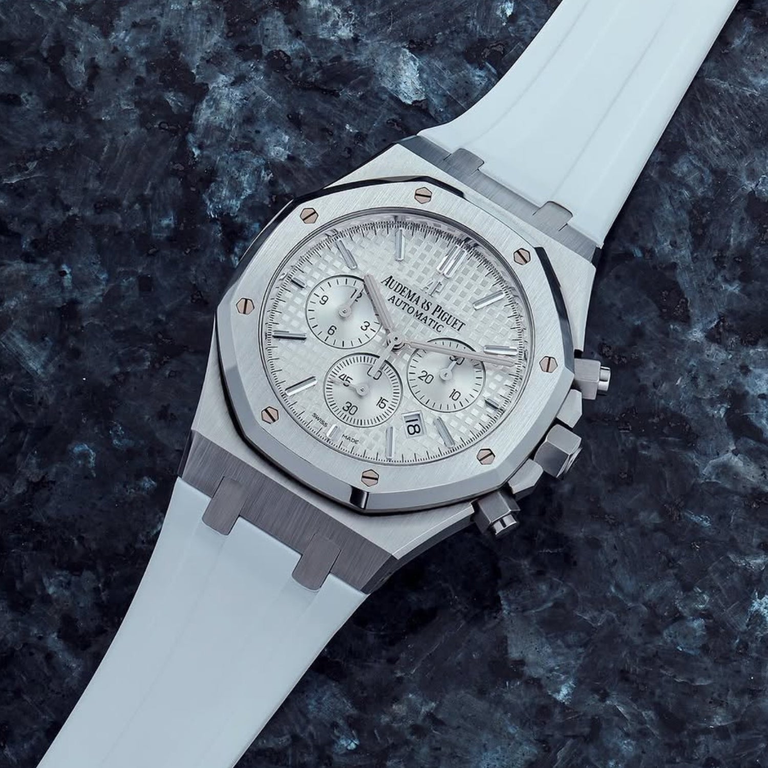Kautschuk Armband - für alle Audemars Piguet Royal Oak 41mm - Weiss - Helvetus DE
