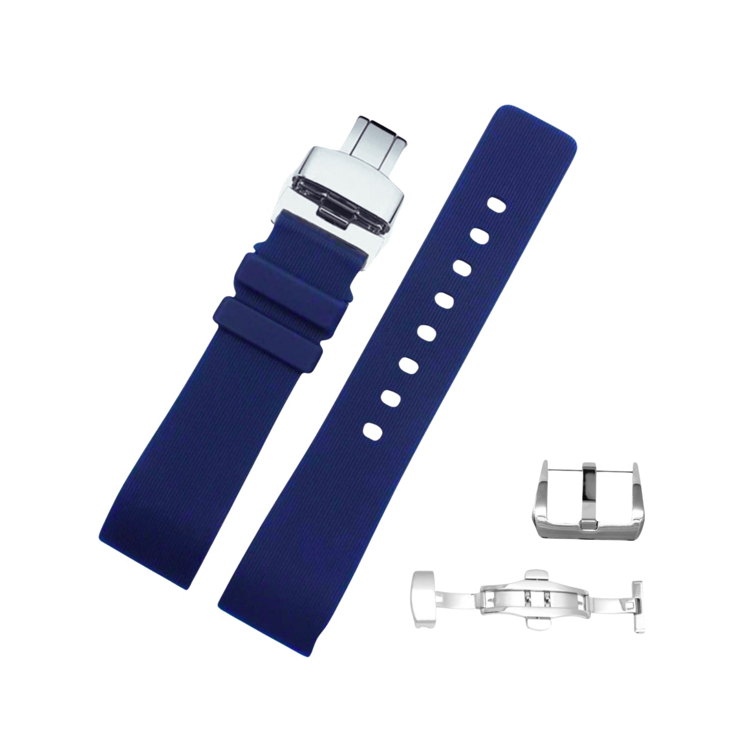 Kautschuk Armband für Cartier Santos 100 – Blau - Helvetus DE