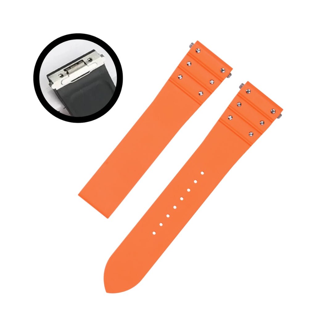 Kautschuk Armband für Cartier Santos Medium/Large – Orange mit Schrauben – Quick Switch/Release - Helvetus DE