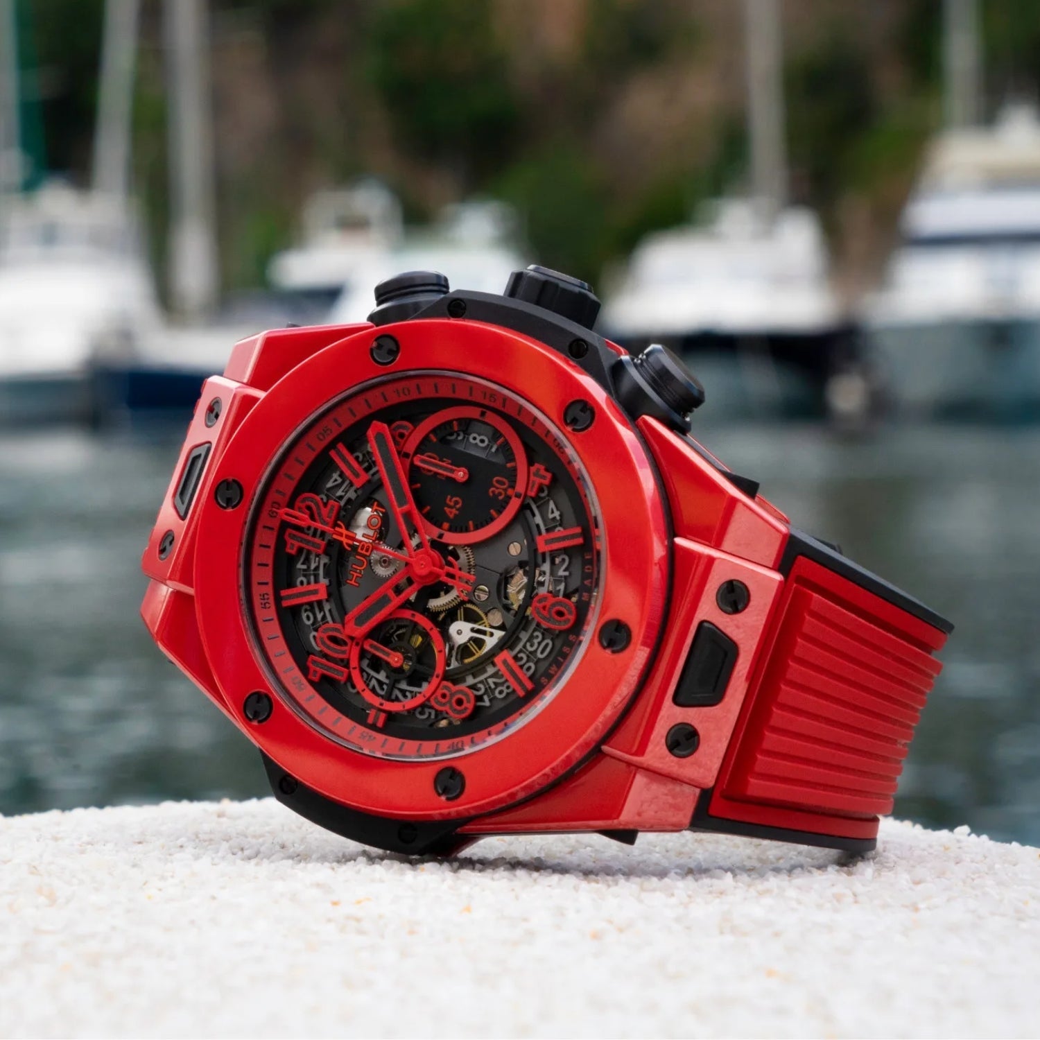 Kautschuk Armband – Für Hublot Big Bang 42mm – Rot - Helvetus DE