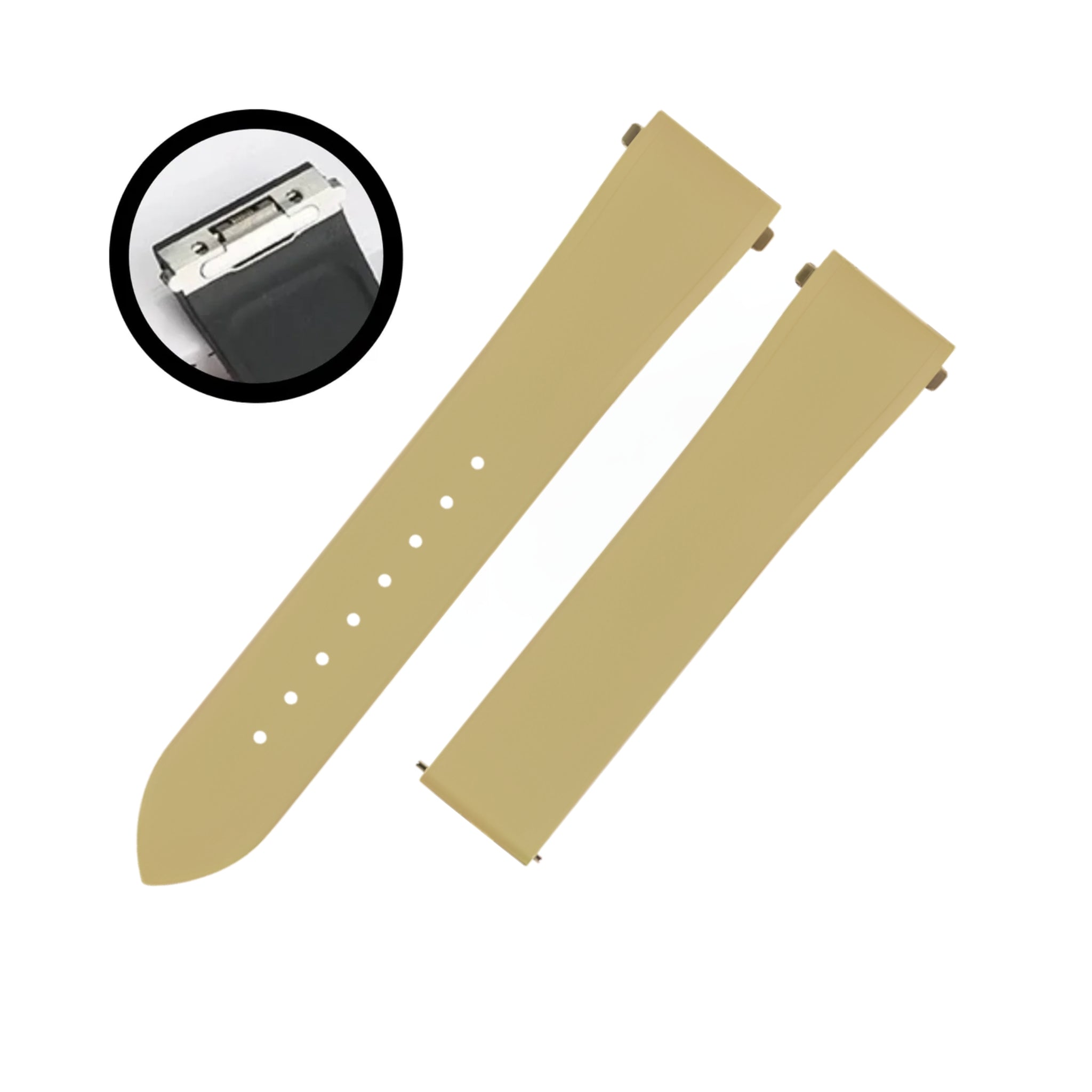 Kautschuk Armband für Santos de Cartier Medium – Beige – Quick Switch/Release - Helvetus DE