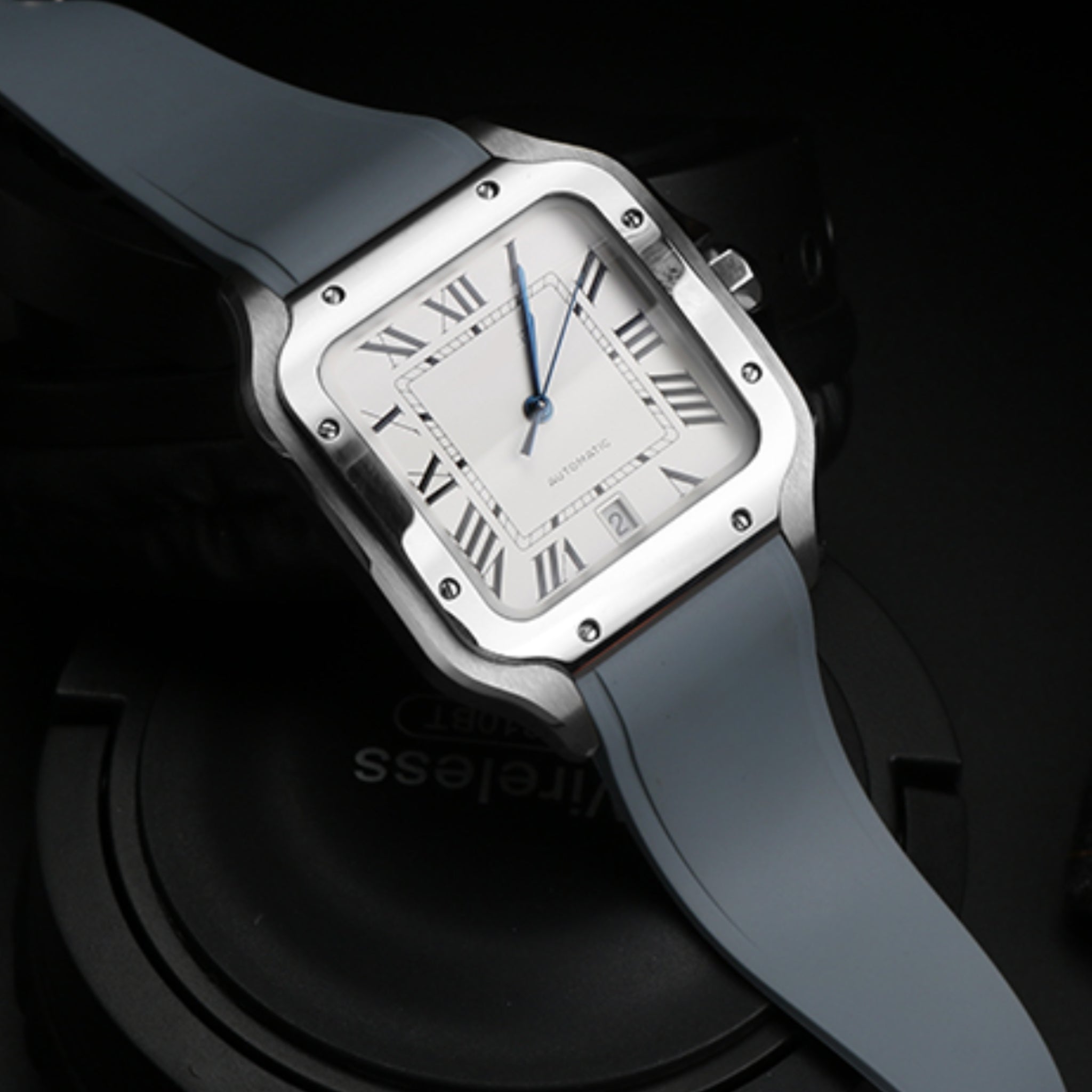 Kautschuk Armband für Santos de Cartier Medium/Large – Grau – Quick Switch/Release - Helvetus DE