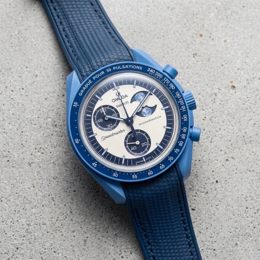 Kautschukarmband – Für Mission to the Super Blue Moonphase | MoonSwatch – Blau mit Blau - Helvetus DE