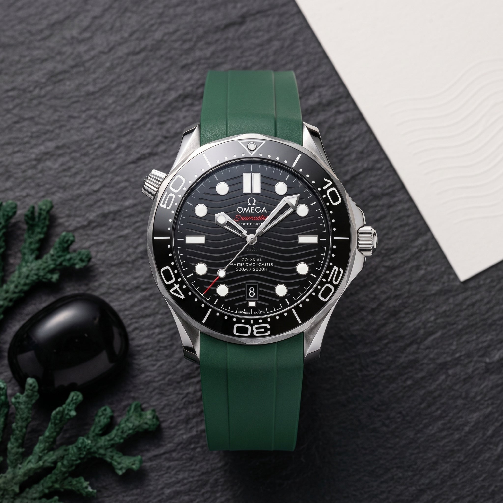 Kautschukarmband – Für Omega Seamaster 300 – Grün - Helvetus