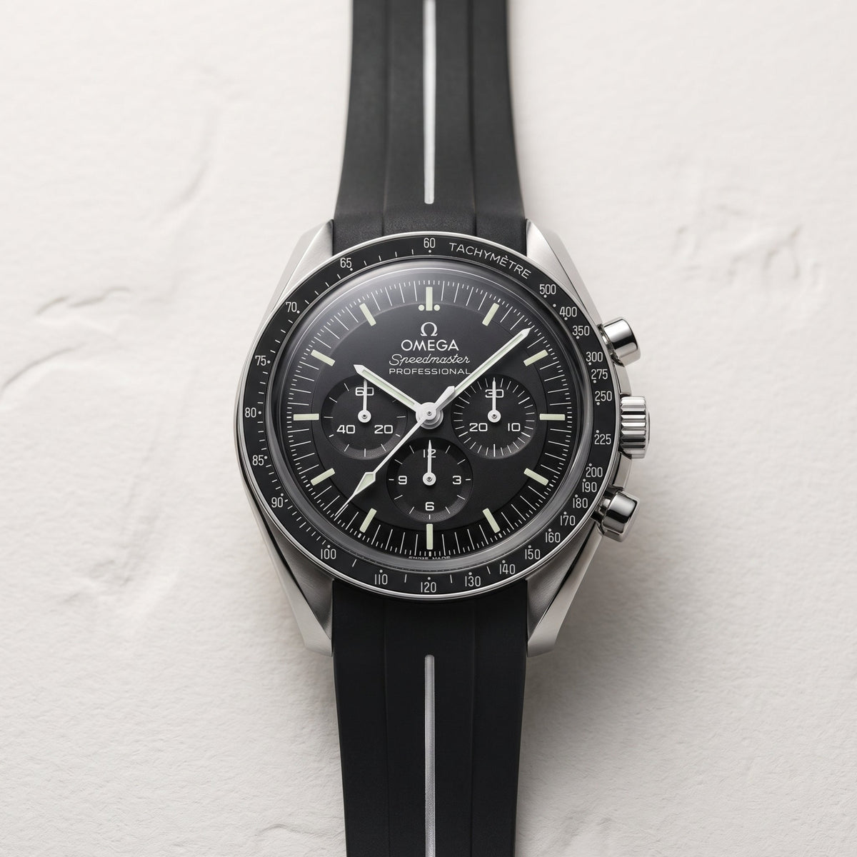 Kautschukarmband – Für Omega Speedmaster – LuxLine® - Schwarz/Weiss - Helvetus