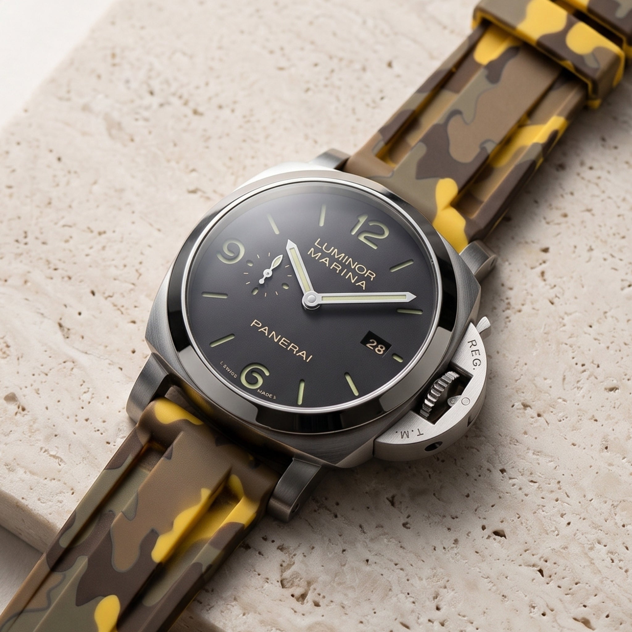Kautschukarmband – Für Panerai – Gelb Camo - Helvetus