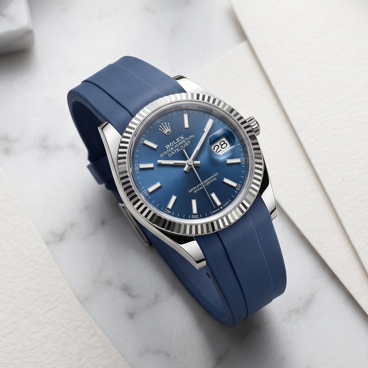 Kautschukarmband für Rolex Datejust 36 – dunkel Blau - Helvetus