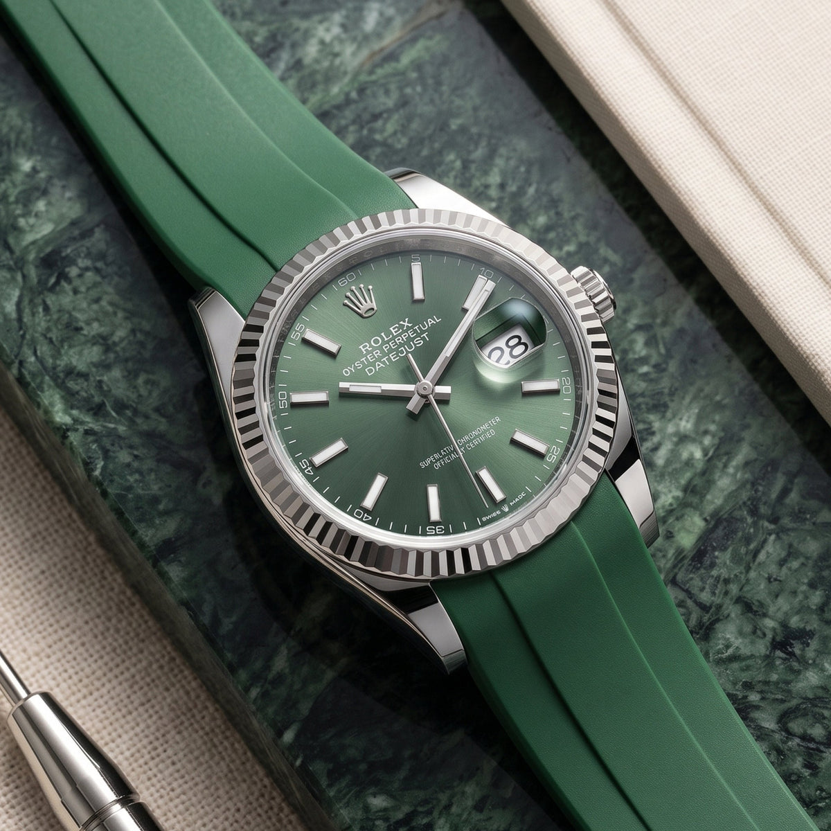 Kautschukarmband für Rolex Datejust 36 – Grün - Helvetus