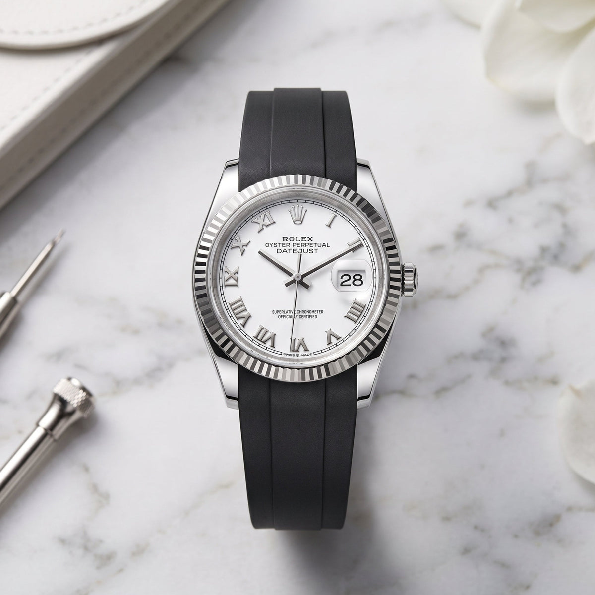Kautschukarmband für Rolex Datejust 36 – Schwarz - Helvetus