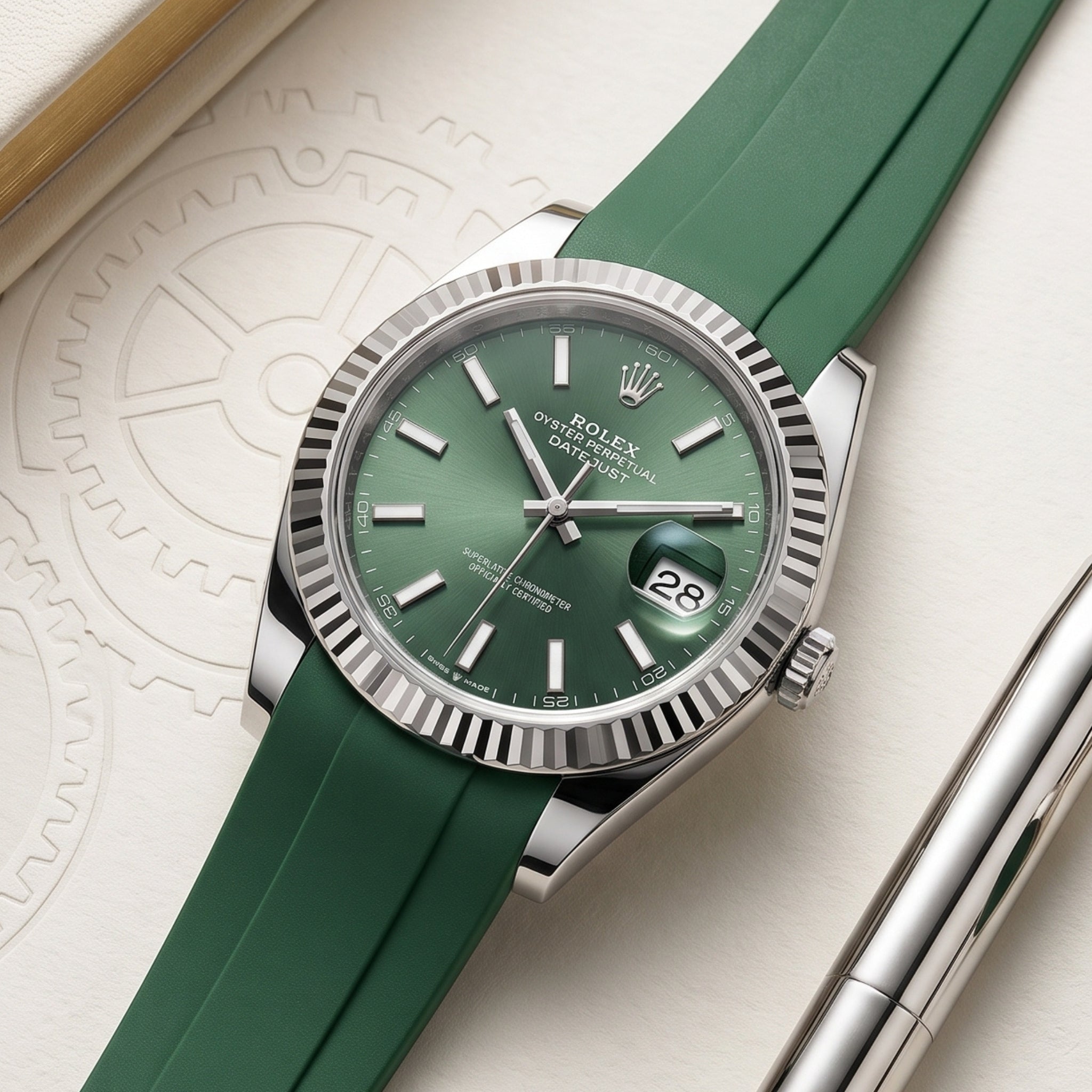 Kautschukarmband für Rolex Datejust 41mm – Grün - Helvetus
