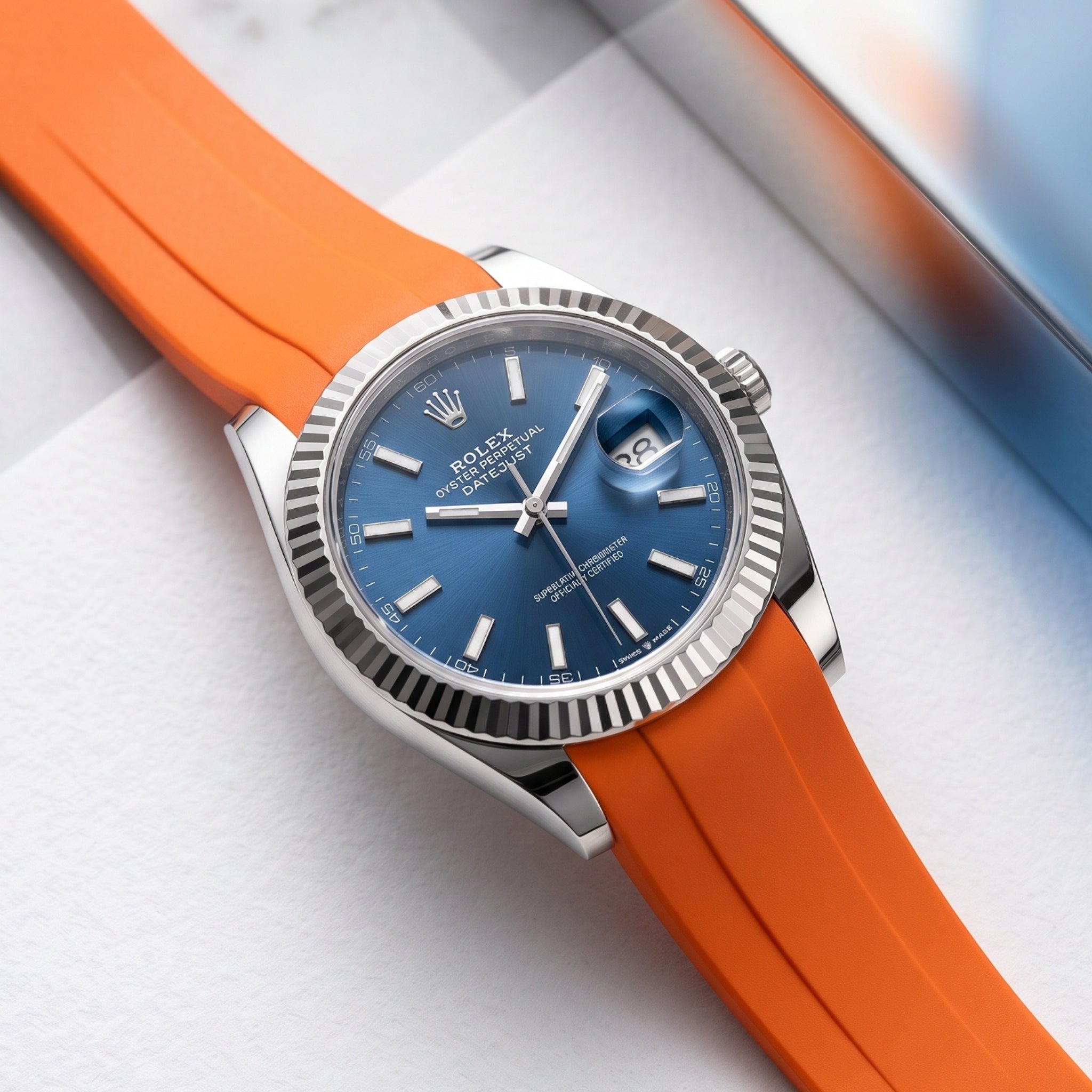Kautschukarmband für Rolex Datejust 41mm – Orange - Helvetus