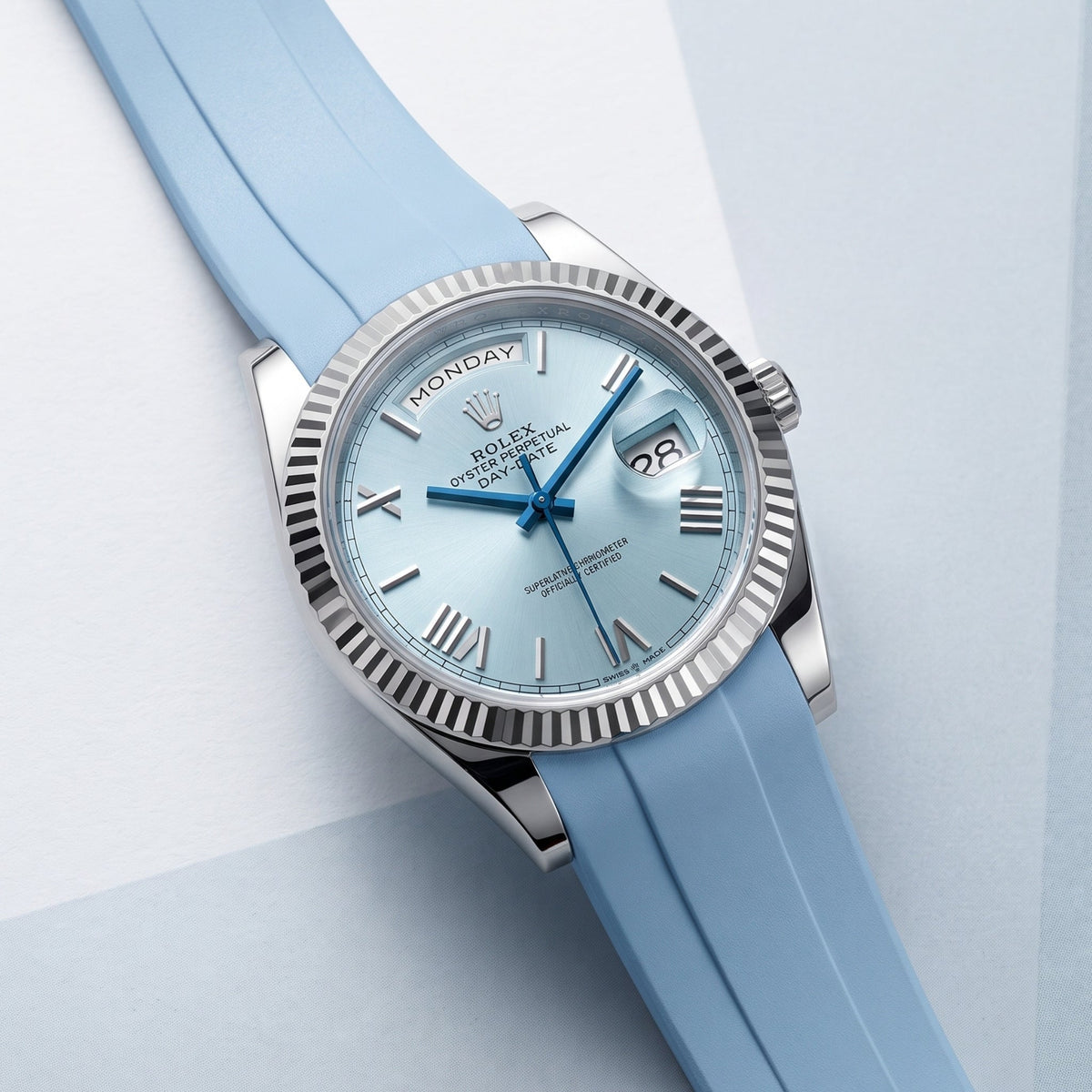Kautschukarmband für Rolex Day-Date 36mm – Baby Blau - Helvetus