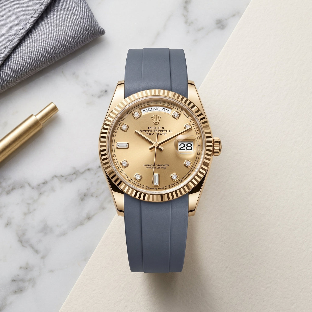 Kautschukarmband für Rolex Day-Date 36mm – Grau - Helvetus