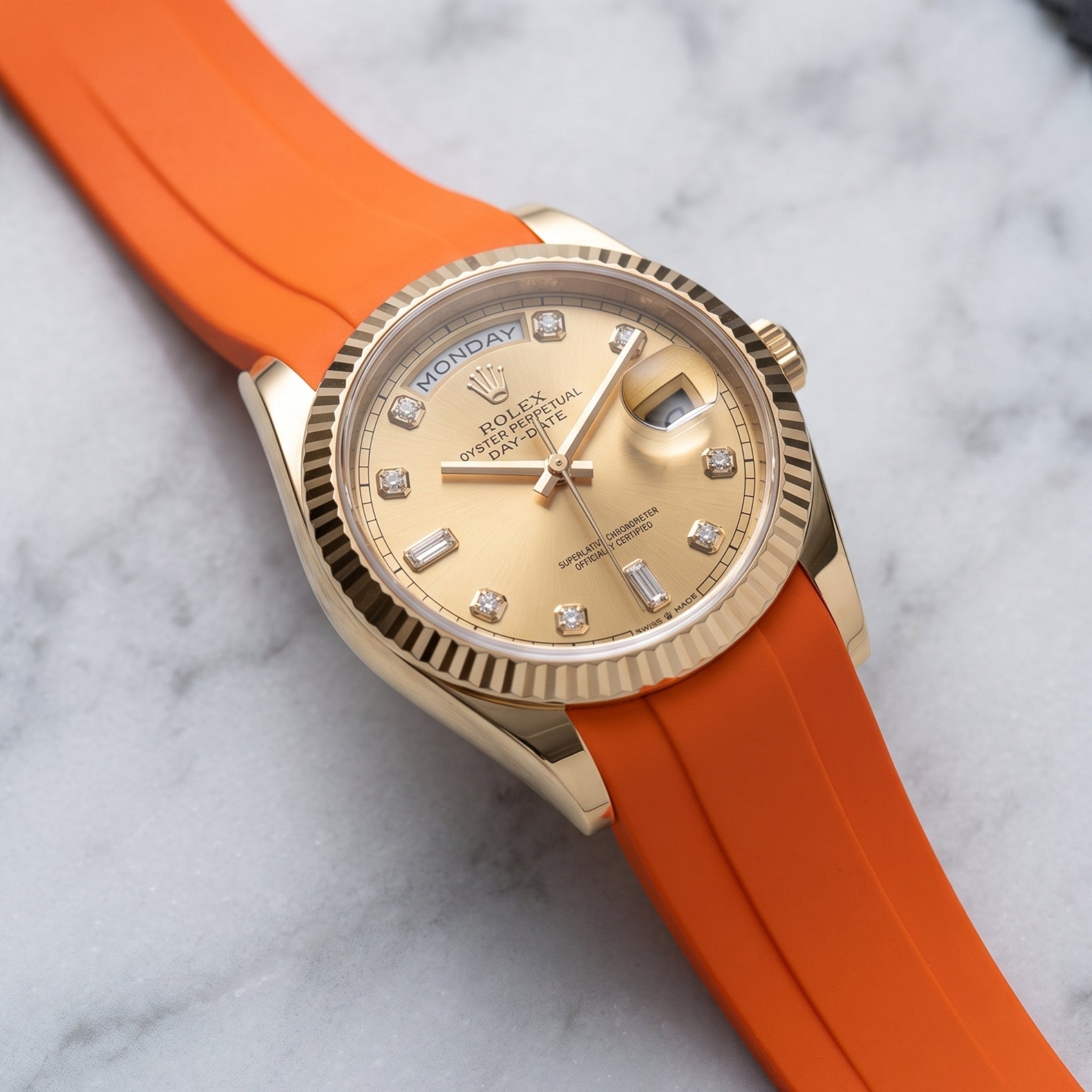 Kautschukarmband für Rolex Day-Date 36mm – Orange - Helvetus
