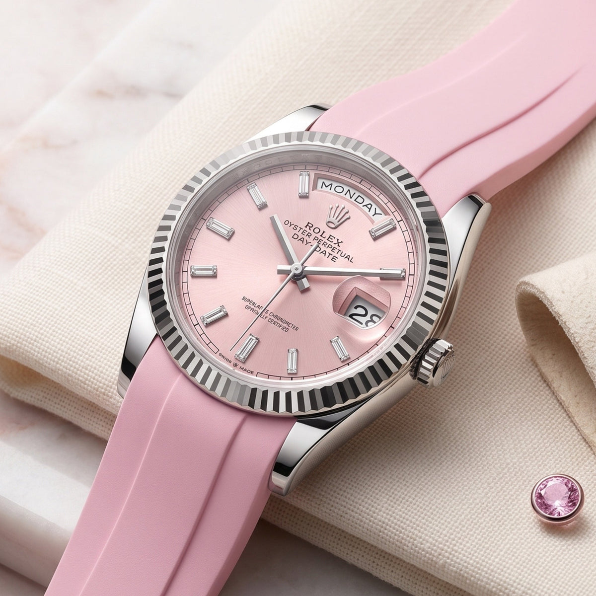 Kautschukarmband für Rolex Day-Date 36mm – Pink - Helvetus