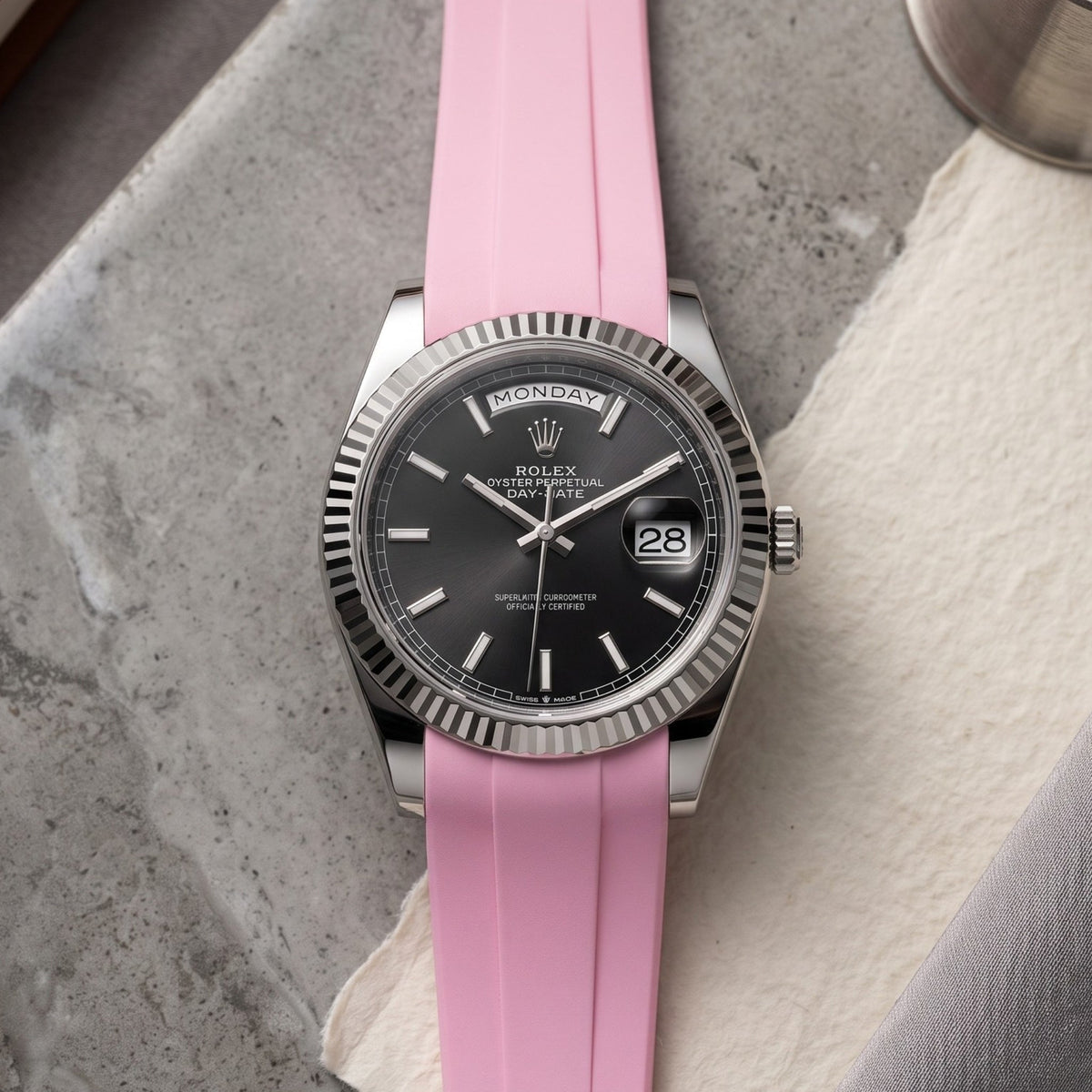 Kautschukarmband für Rolex Day-Date 40mm – Pink - Helvetus