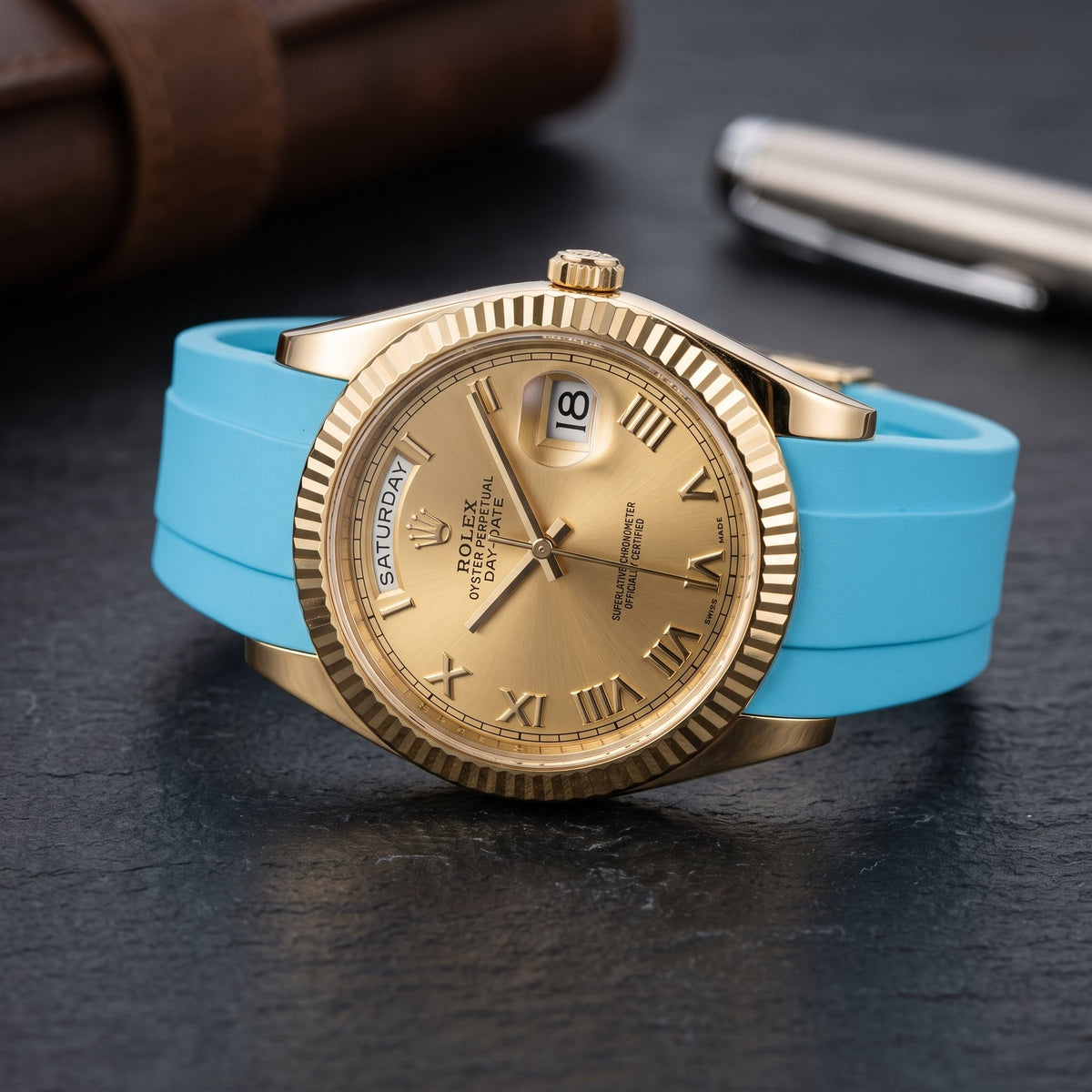 Kautschukarmband für Rolex Day-Date II 41mm – Hell Blau - Helvetus