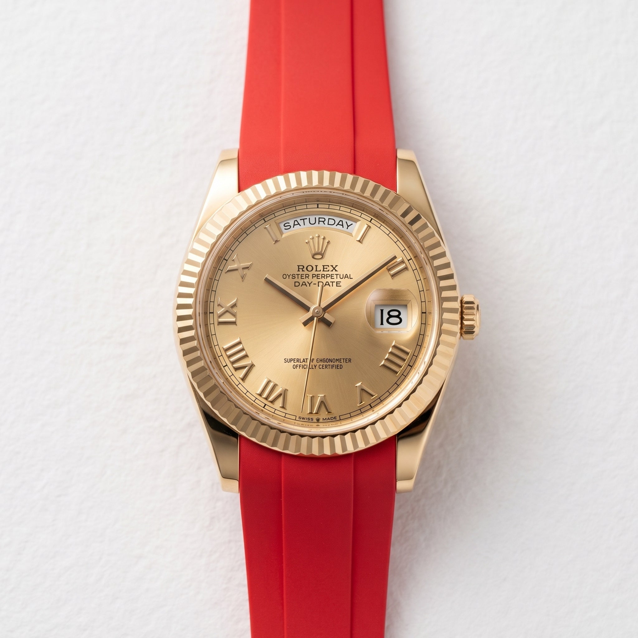 Kautschukarmband für Rolex Day-Date II 41mm – Rot - Helvetus