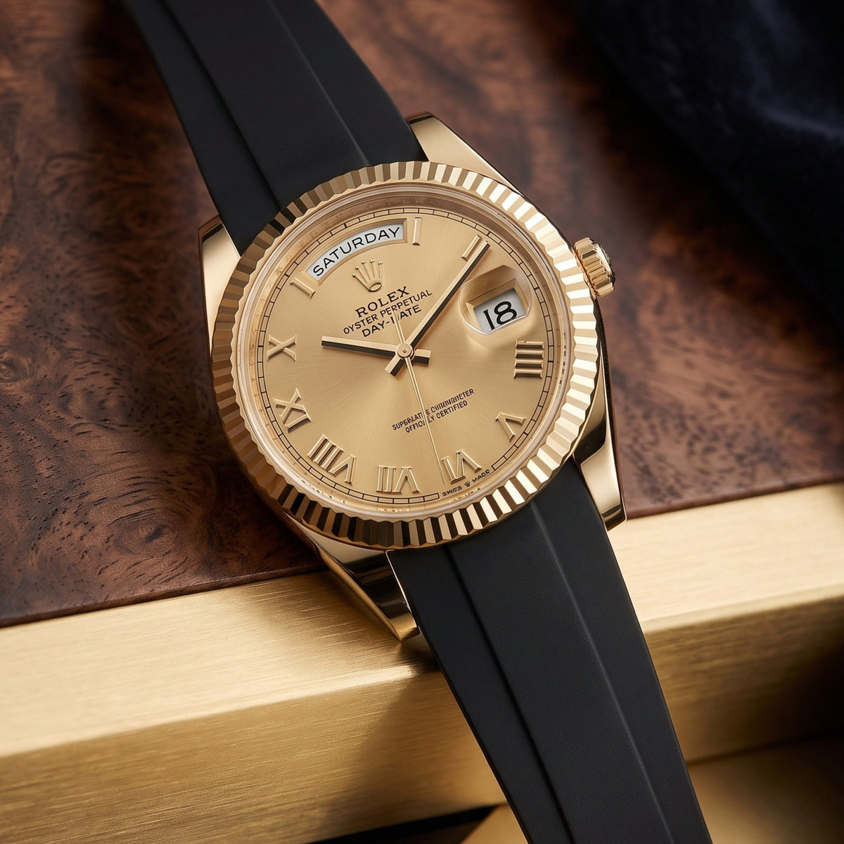 Kautschukarmband für Rolex Day-Date II 41mm – Schwarz - Helvetus