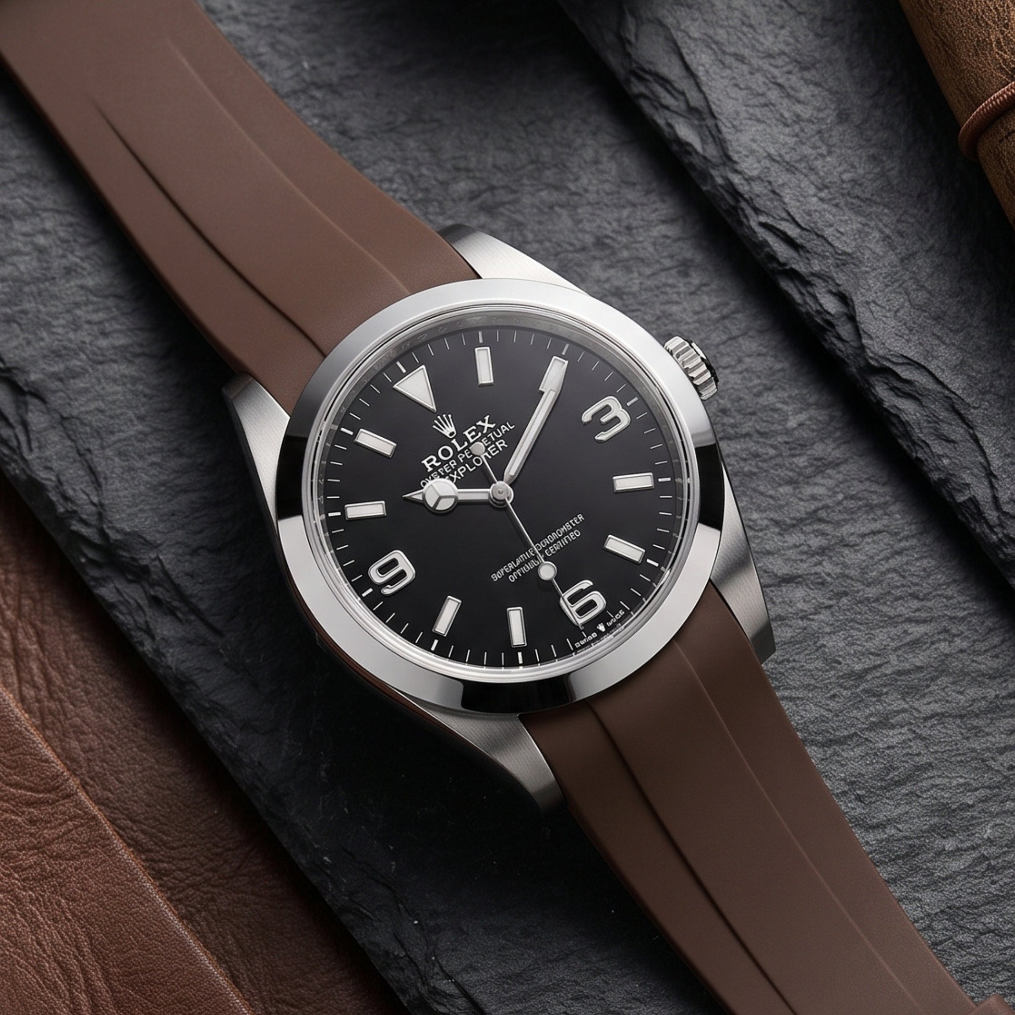 Kautschukarmband für Rolex Explorer I – Braun - Helvetus