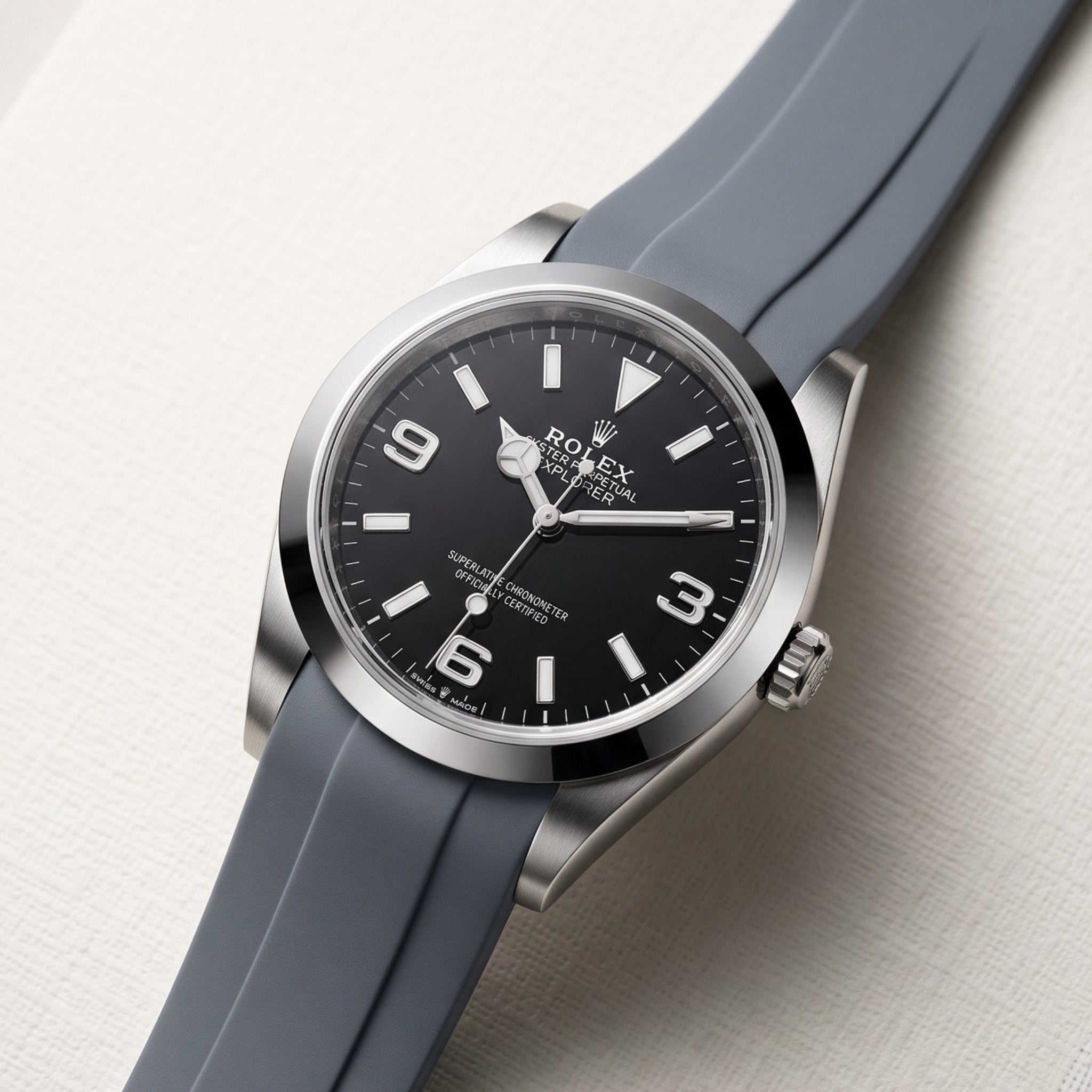Kautschukarmband für Rolex Explorer I – Grau - Helvetus