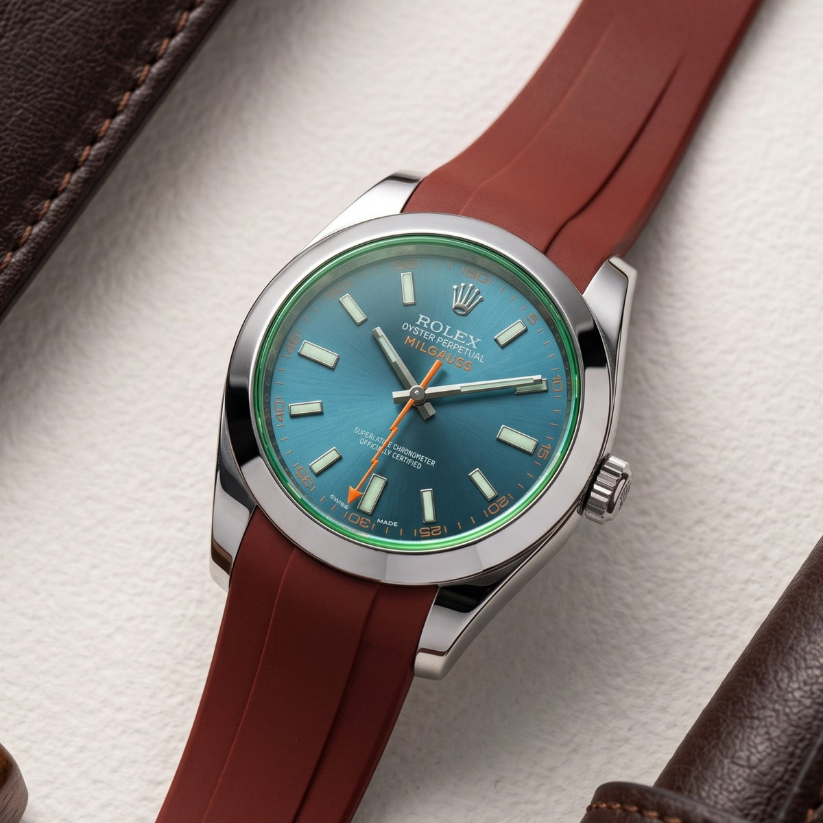 Kautschukarmband für Rolex Milgauss in Bordeaux - Helvetus