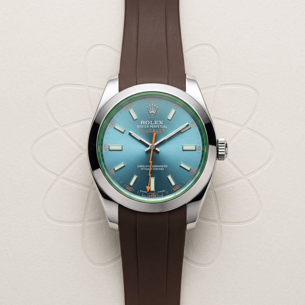 Kautschukarmband für Rolex Milgauss in Braun - Helvetus