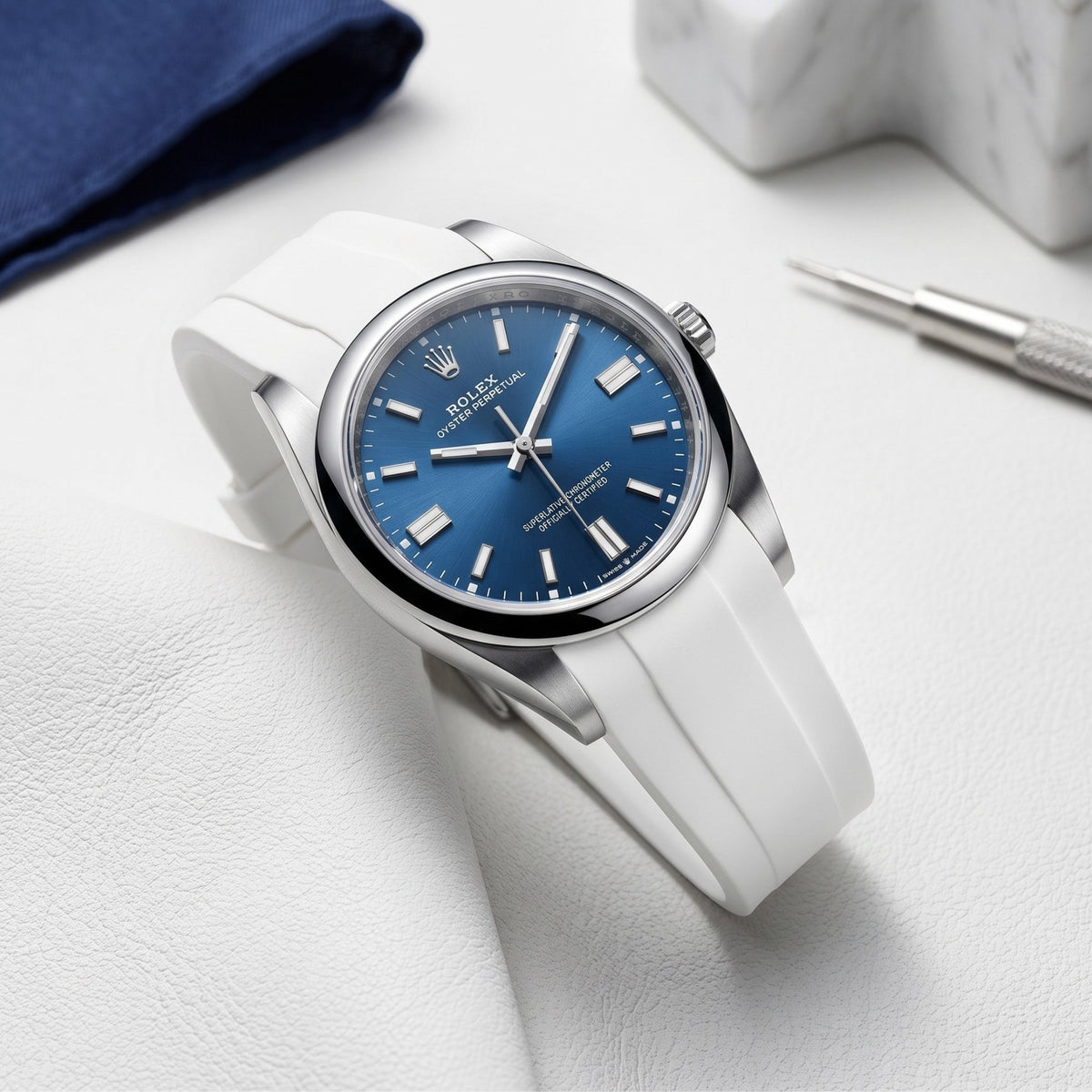 Kautschukarmband für Rolex Oyster Perpetual 36mm – Weiss - Helvetus